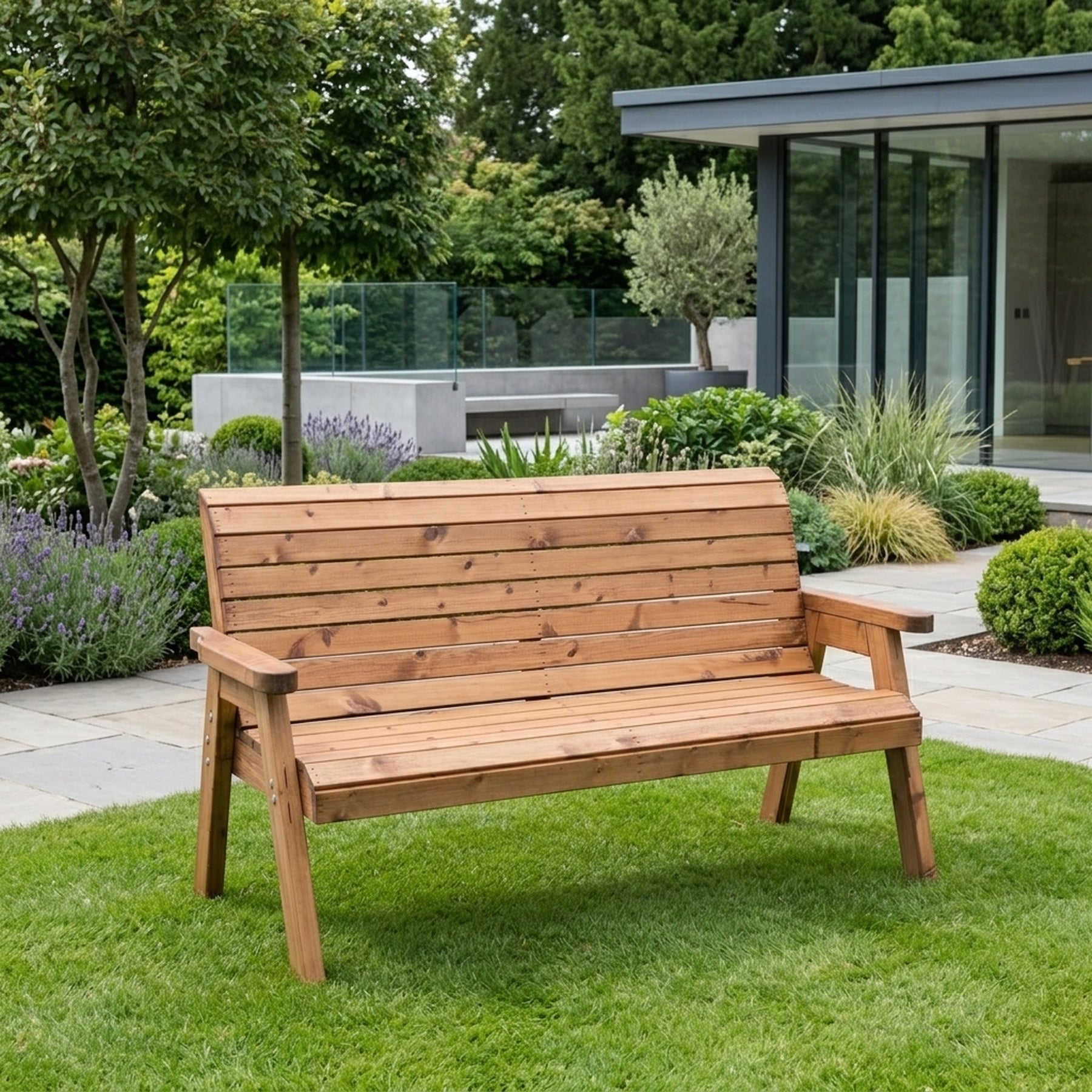 Merinda Wooden Three Seater Garden Bench