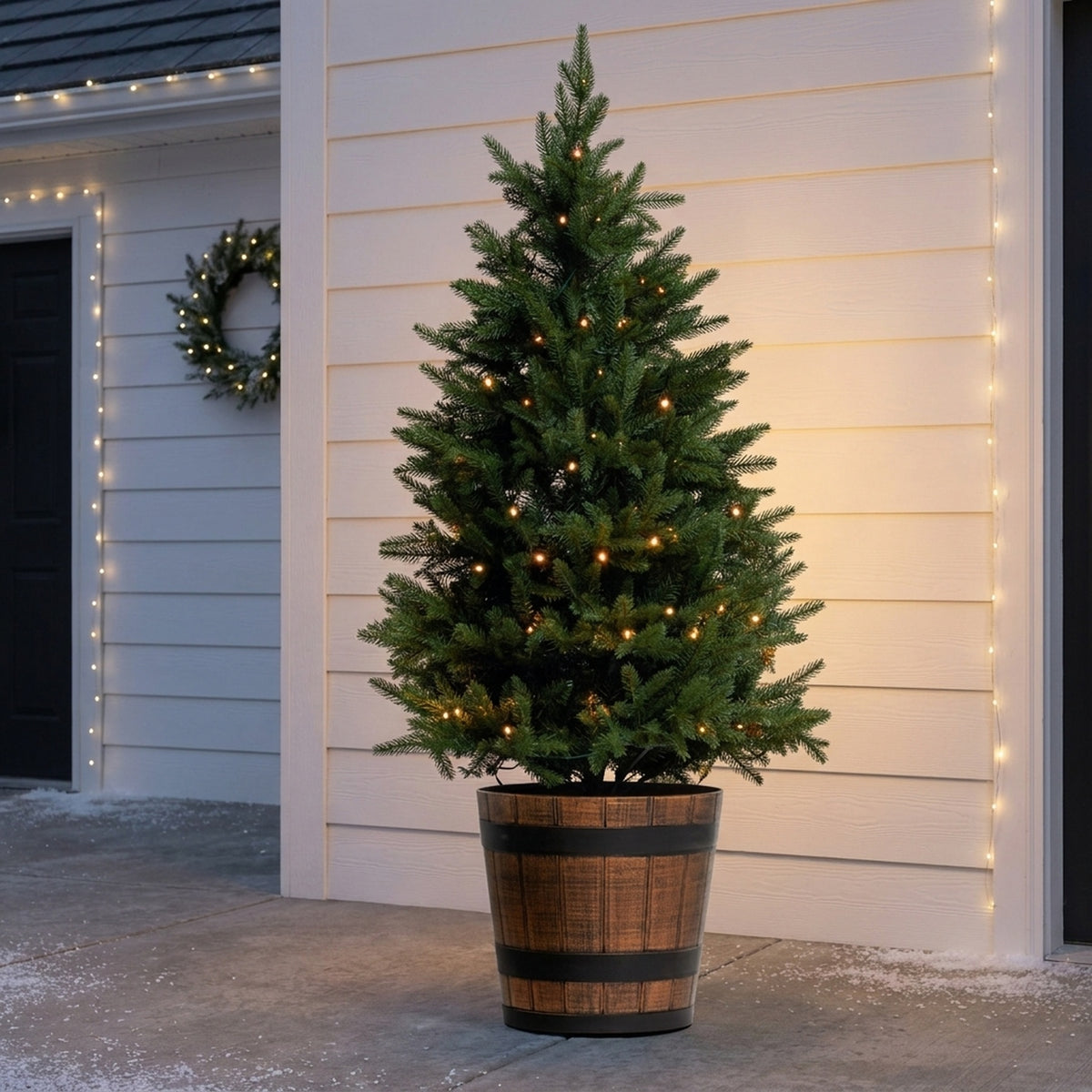4ft Heritage Fir Compact Pre-Lit Potted Green Christmas Tree