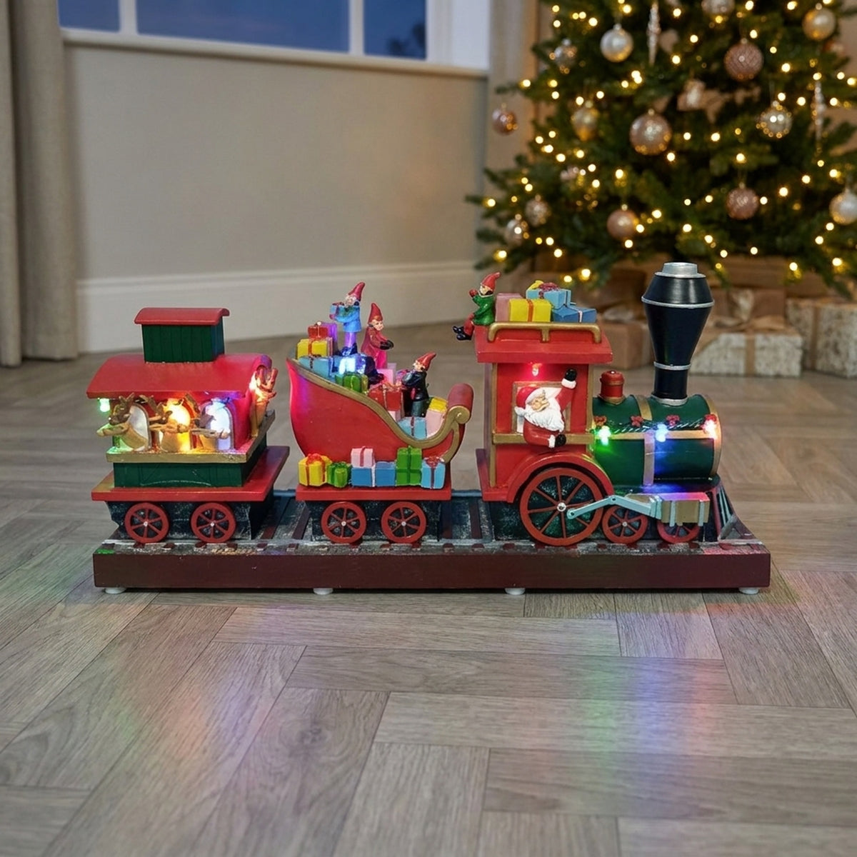 Animated LED Musical Santa Train Decoration