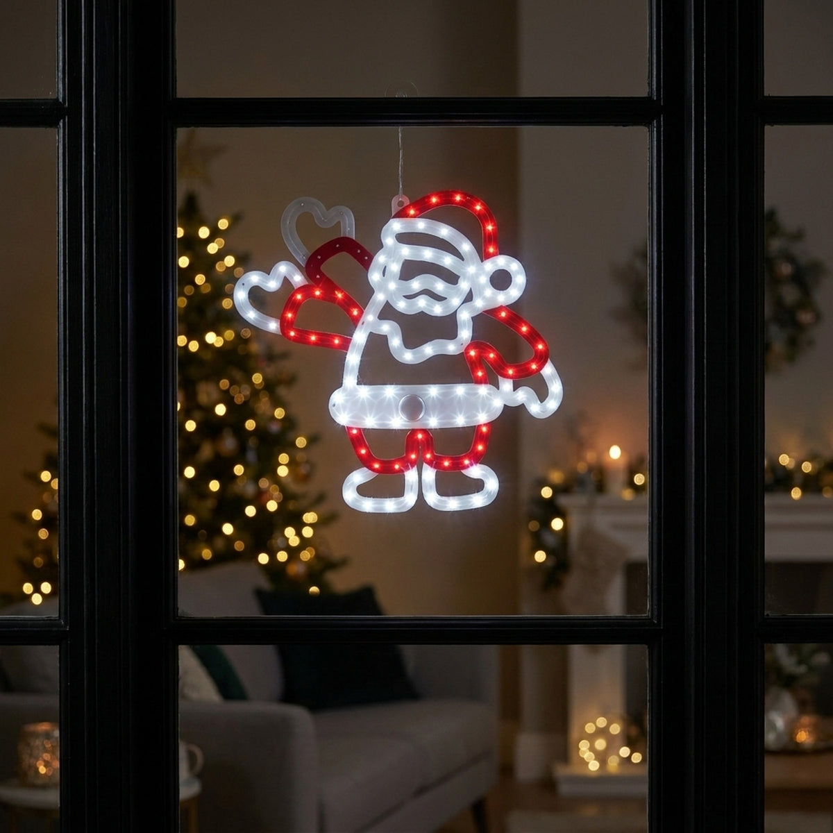 Mains Operated Twinkle LED Santa Window Decoration