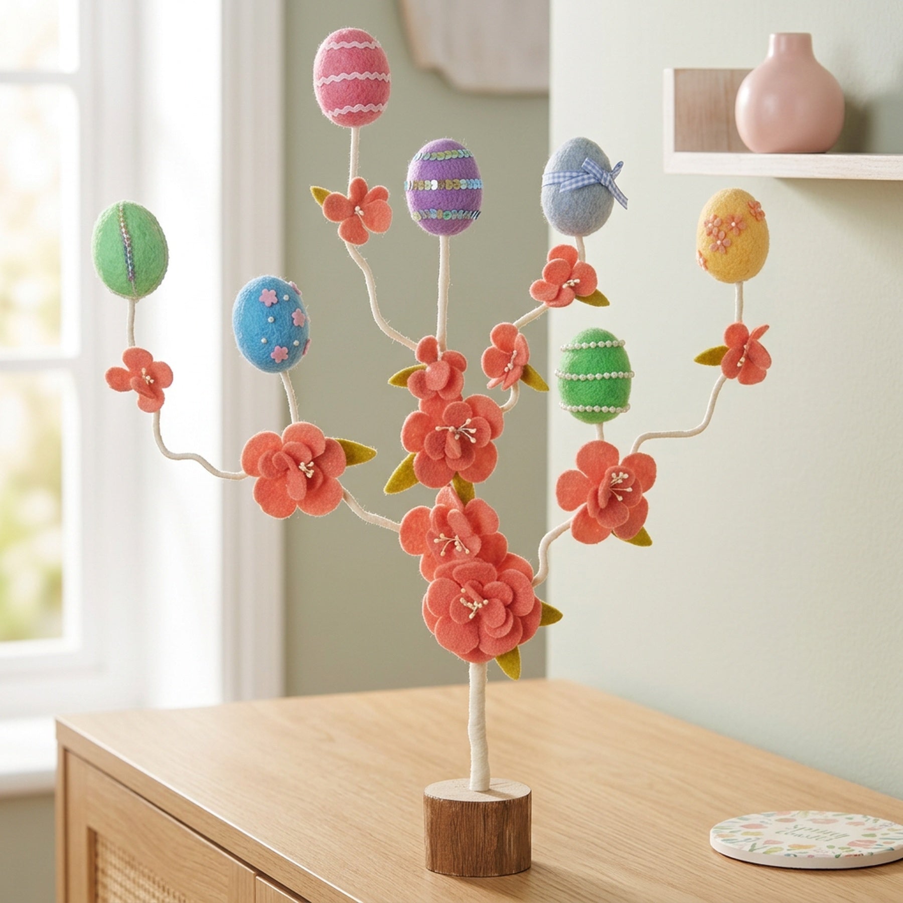 Felt Patterned Egg Flower Tree