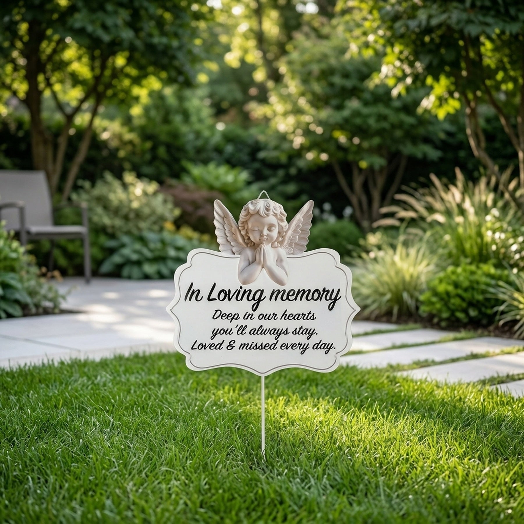 Delicate Memorial Cherub Praying Plaque