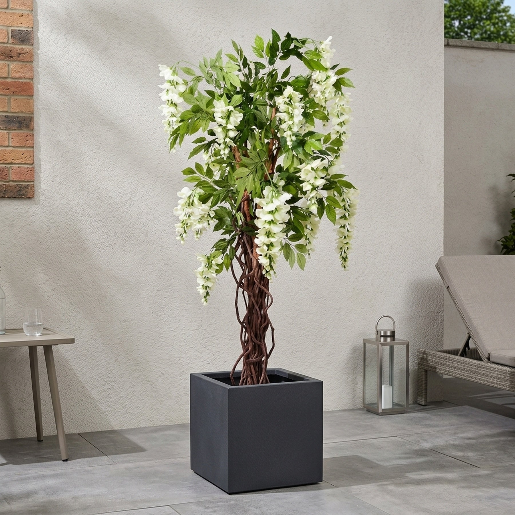 Lifelike Cream Wisteria Potted Tree