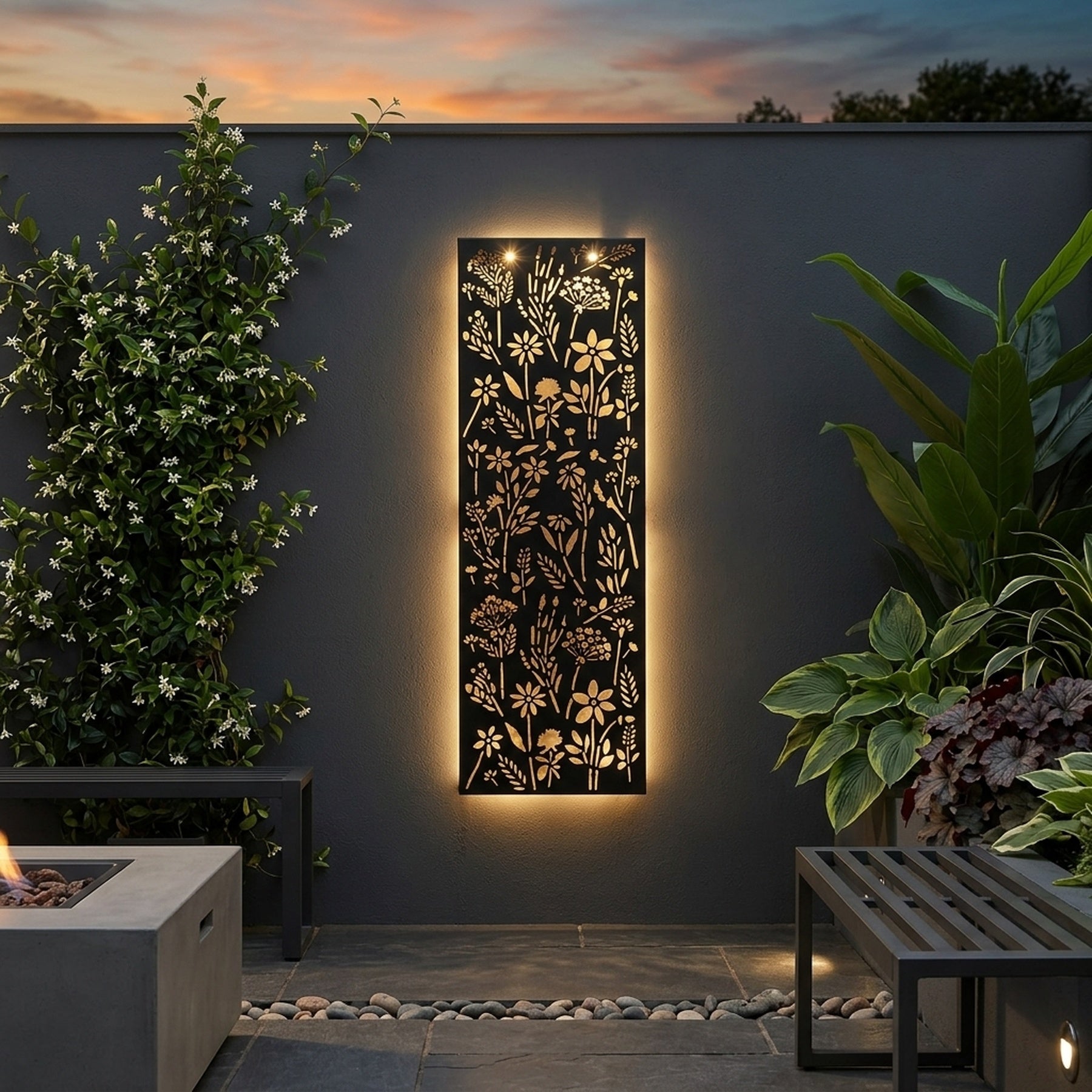 Lunaria Flowers Solar Panel Wall Light