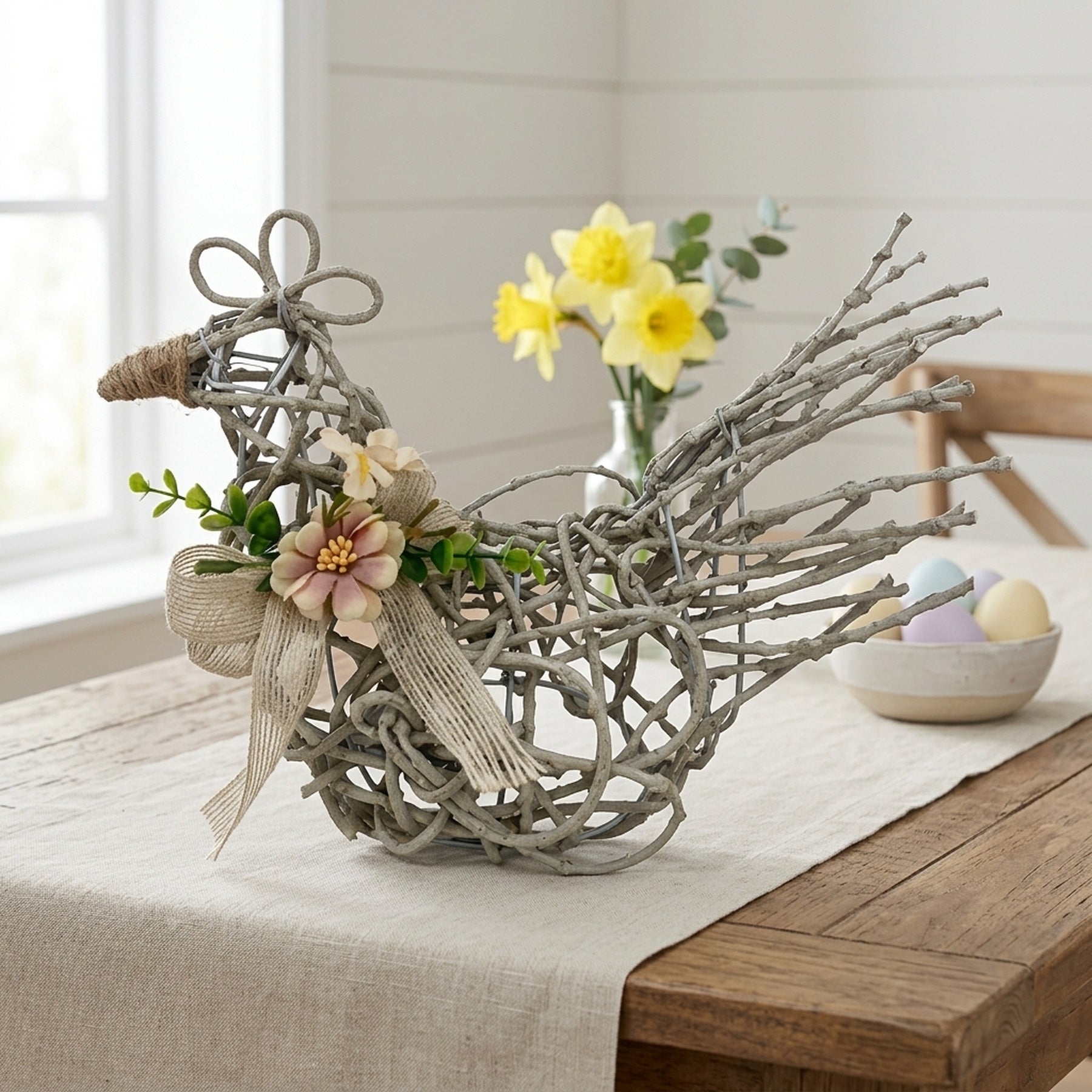 Farmhouse Willow Chicken Sculpture