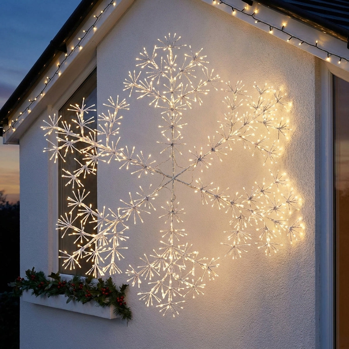 Silver Starburst Snowflake LED Light with Timer
