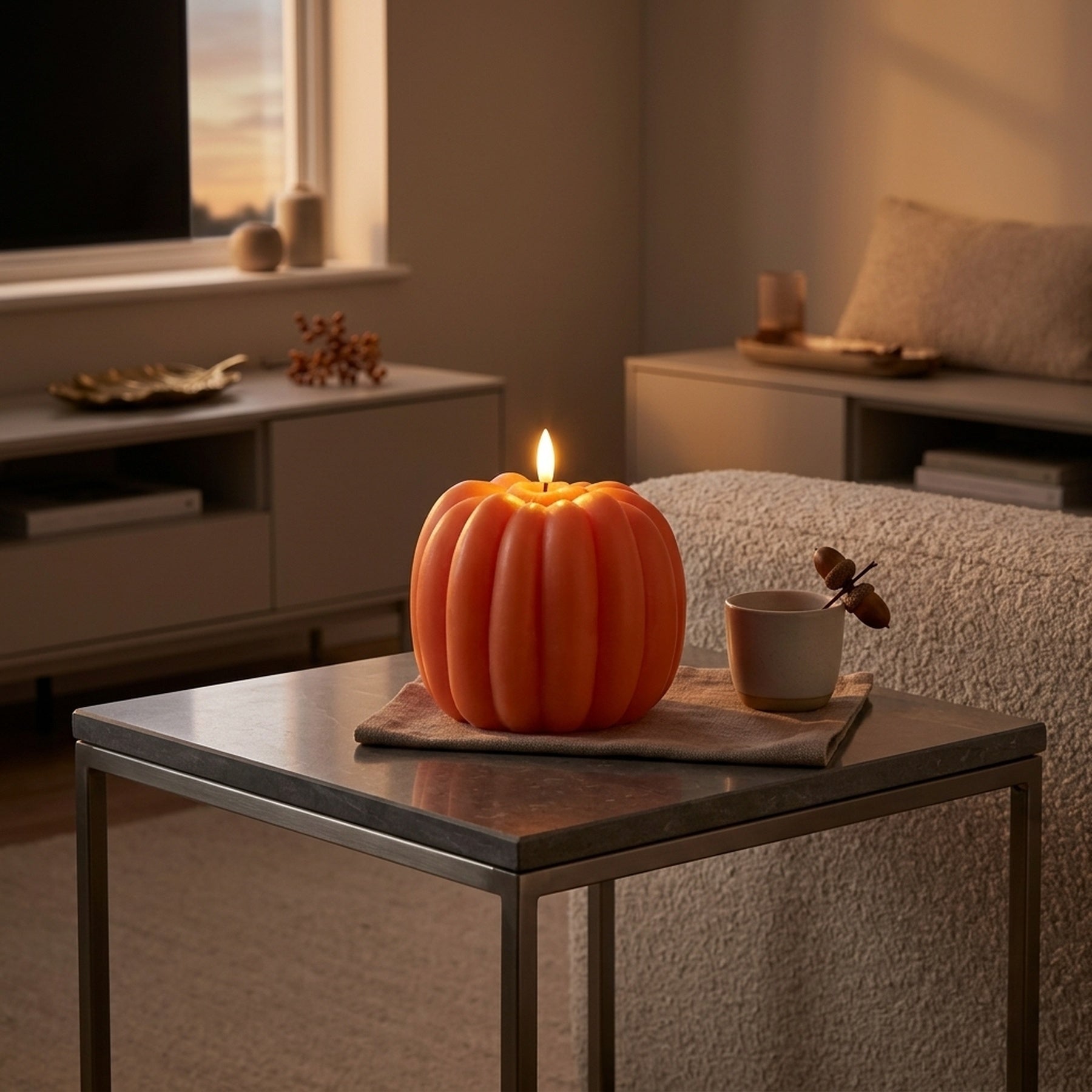 Cosy Autumnal Pumpkin LED Candle