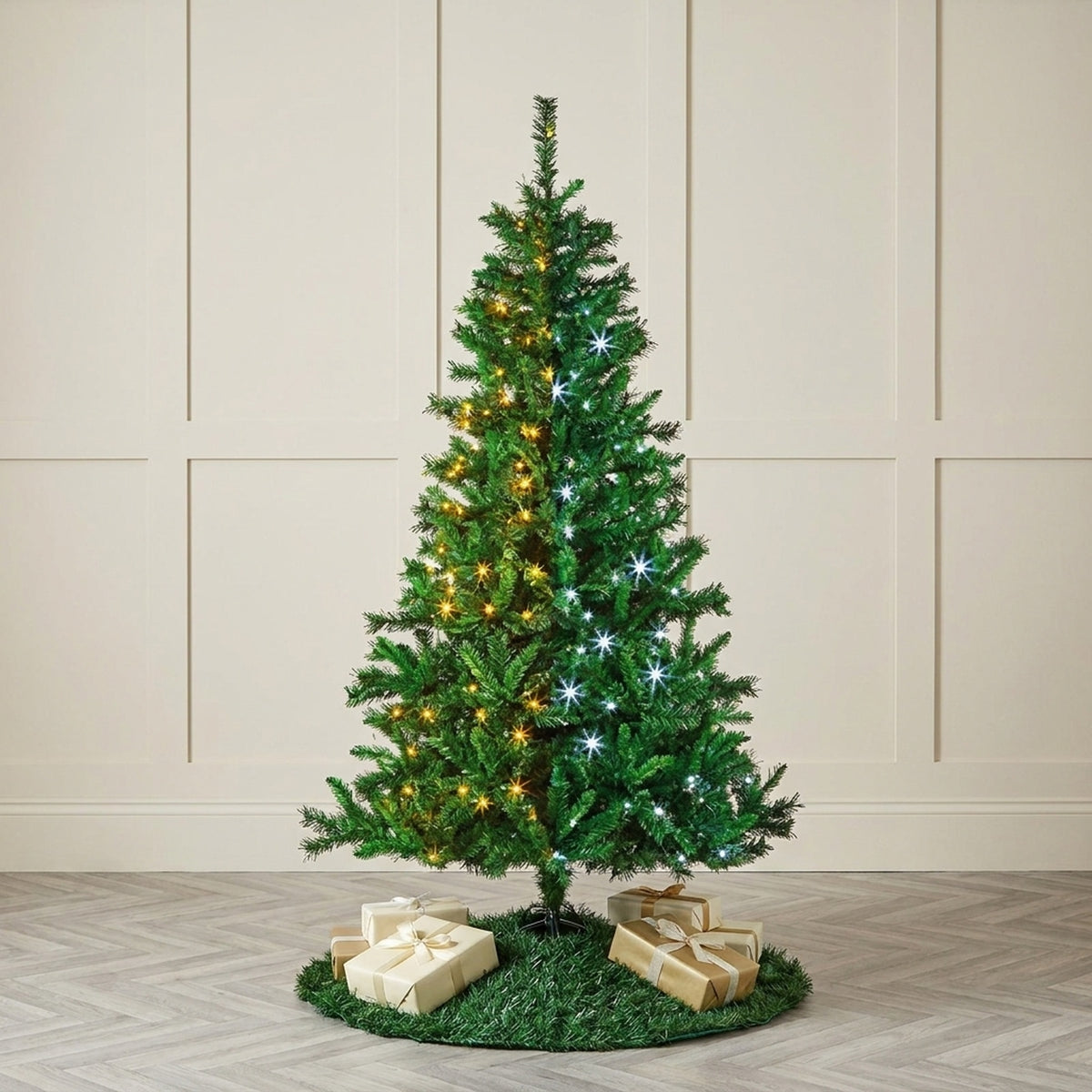 Pre-Lit Arbor Spruce Tree with Multi-Action Warm White Lights