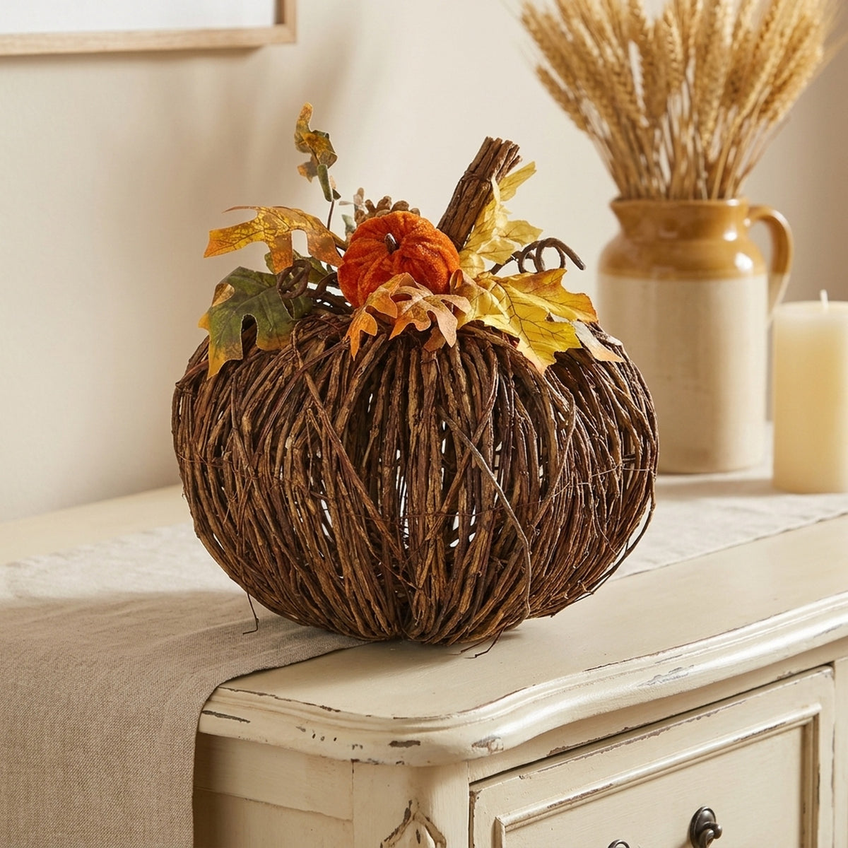 Decorative Rattan Pumpkin Ornament