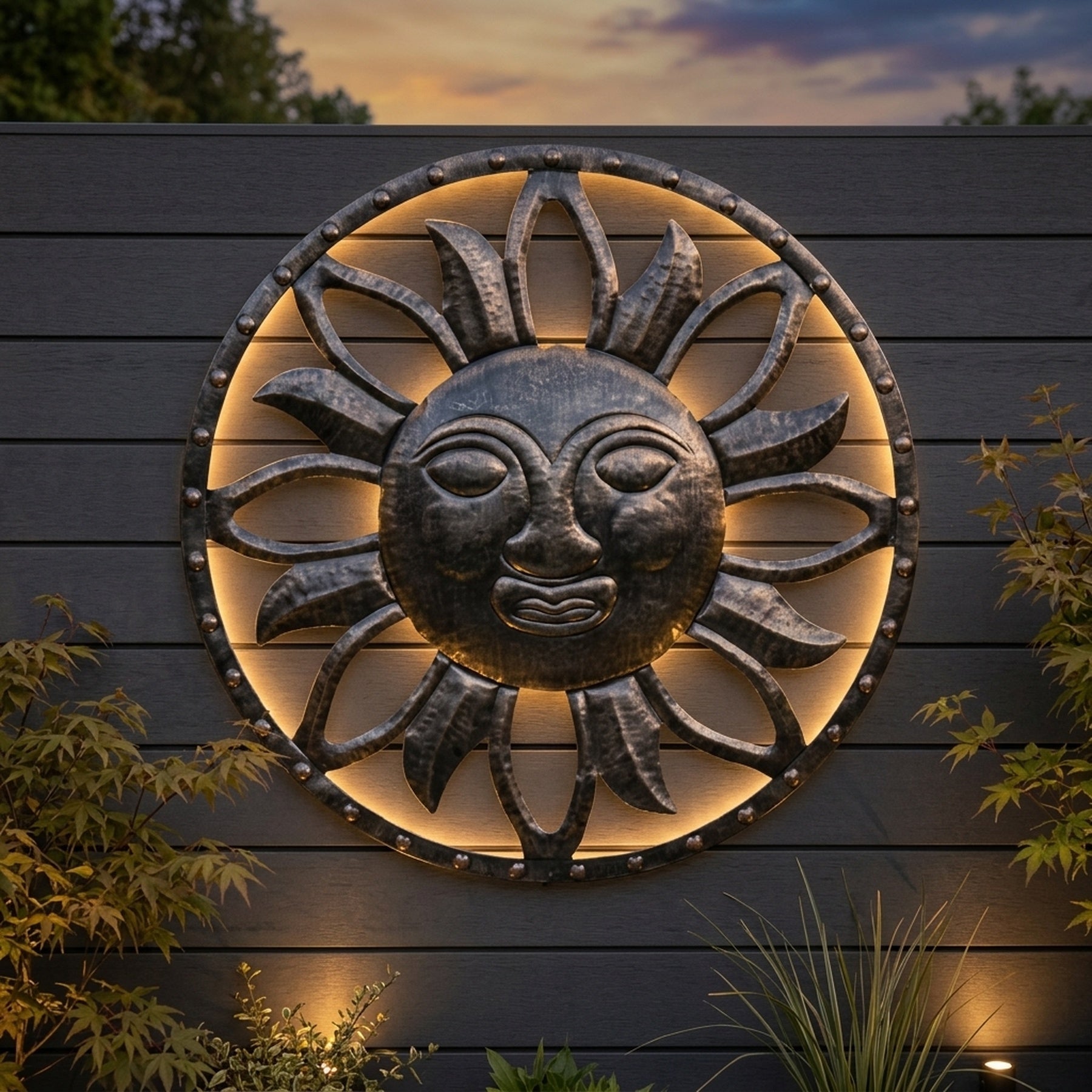 Lunaria Iron Sun Solar Wall Light