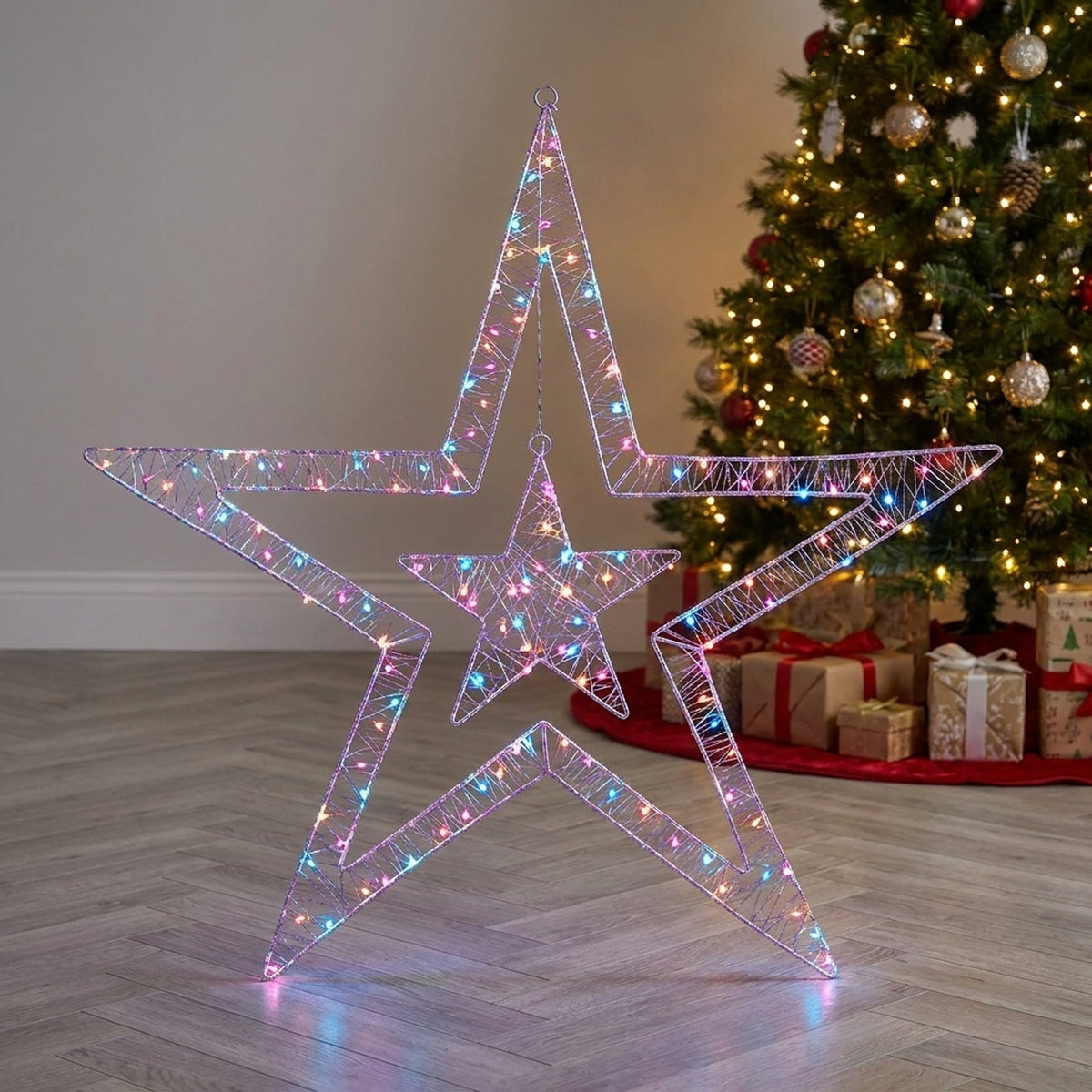140 Rainbow LED Multi Action Double Star Light