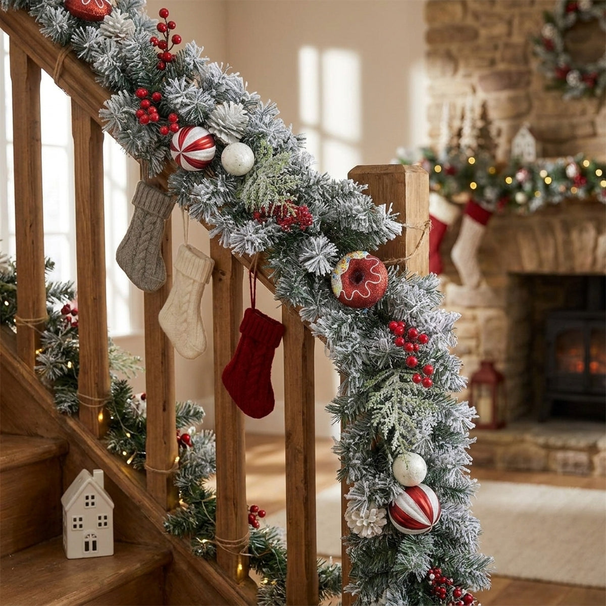 6ft Glitter Doughnut Candy Christmas Garland
