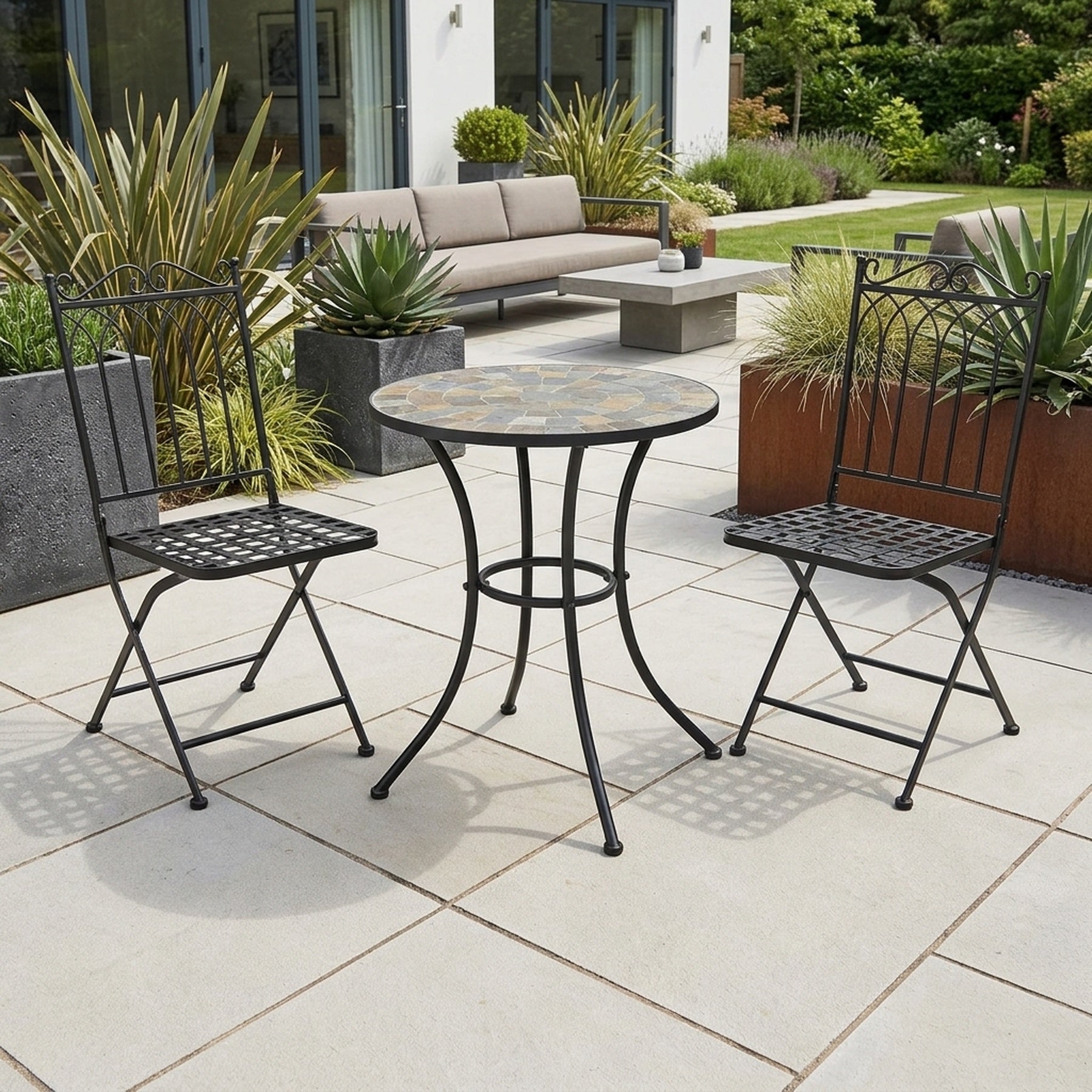 Biarritz Mosaic Two Seater Garden Bistro Set
