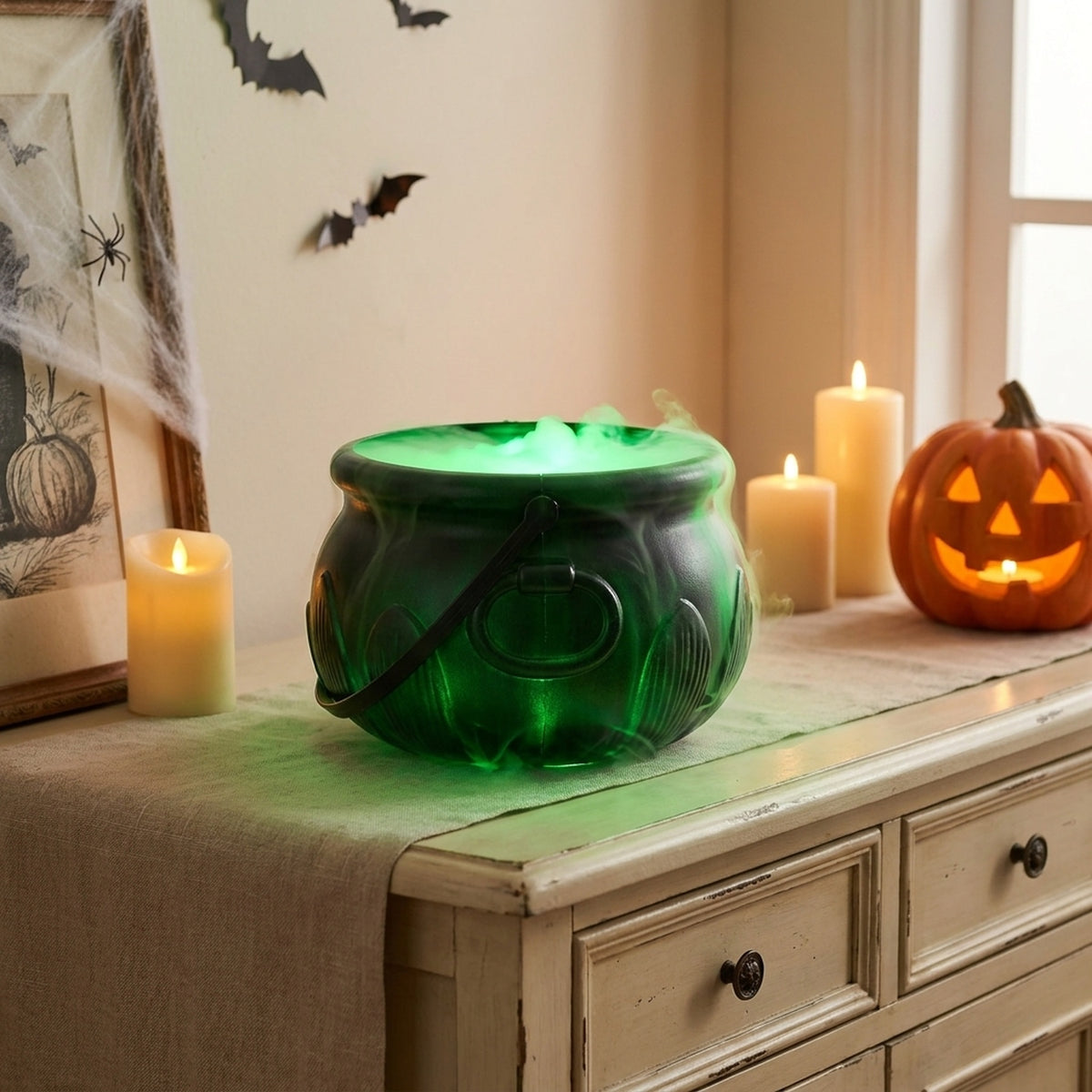 Halloween Cauldron Green Bubble Decoration