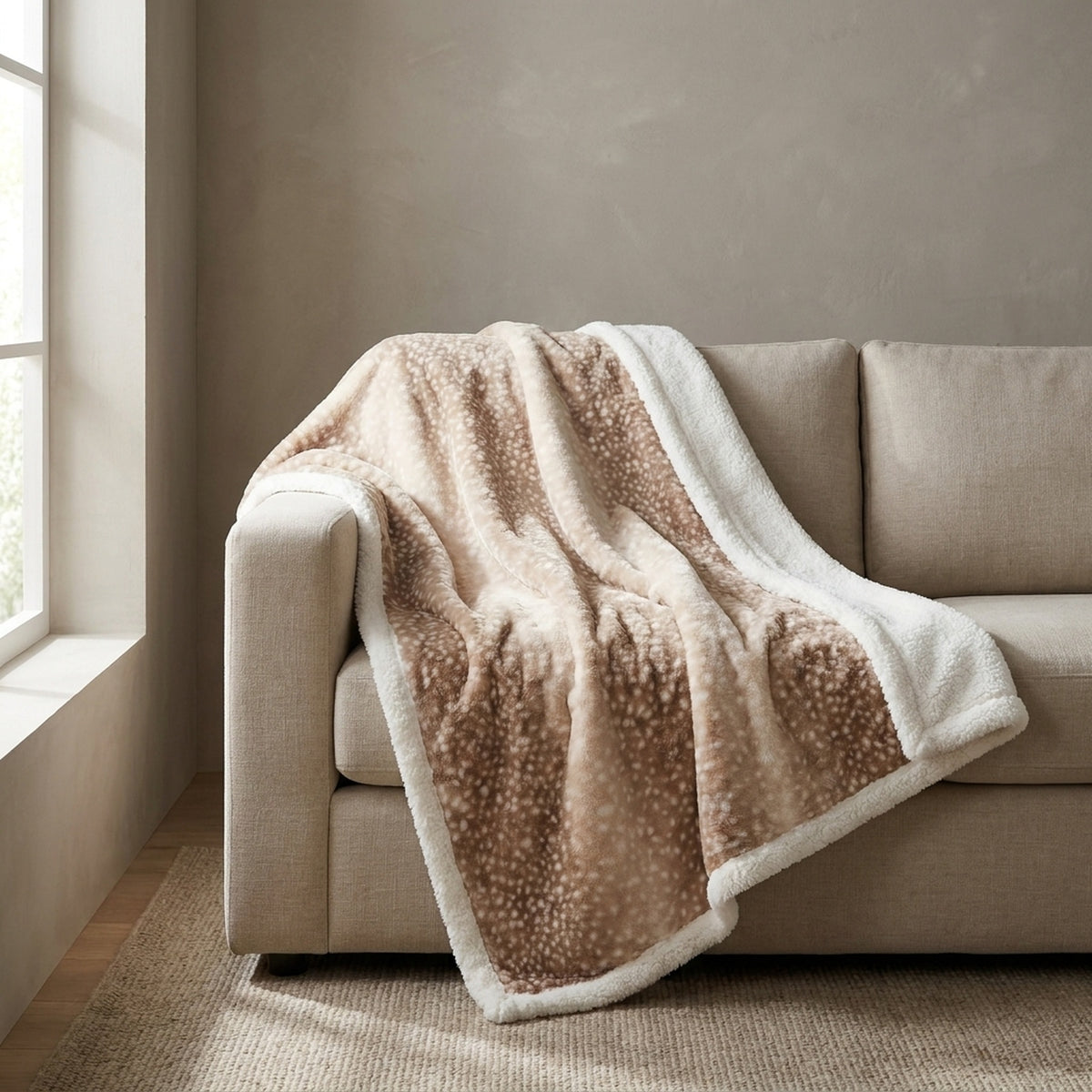 Super Soft Faux Fur Deer Print Throw