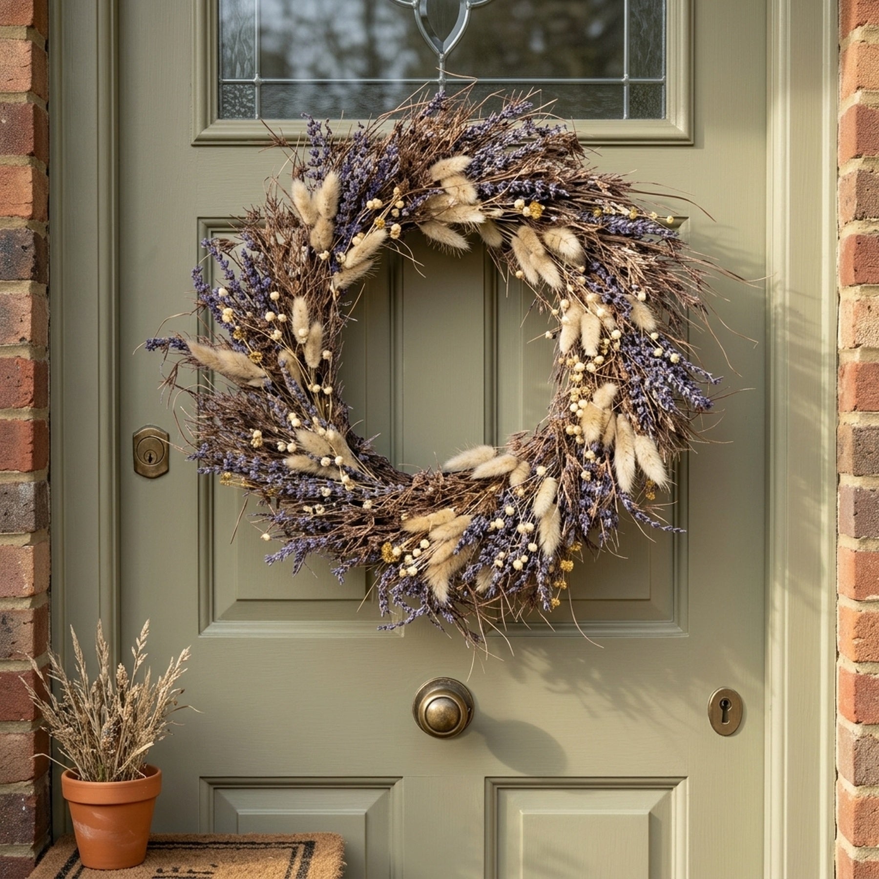Dried Lavender & Natural Grass Door Wreath