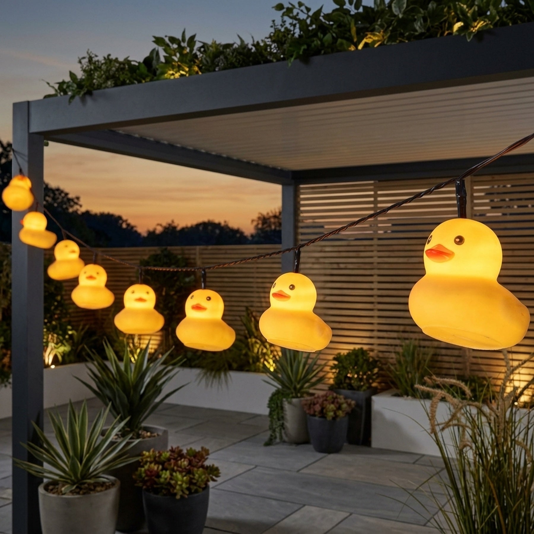 Playful Rubber Duck Solar String Lights