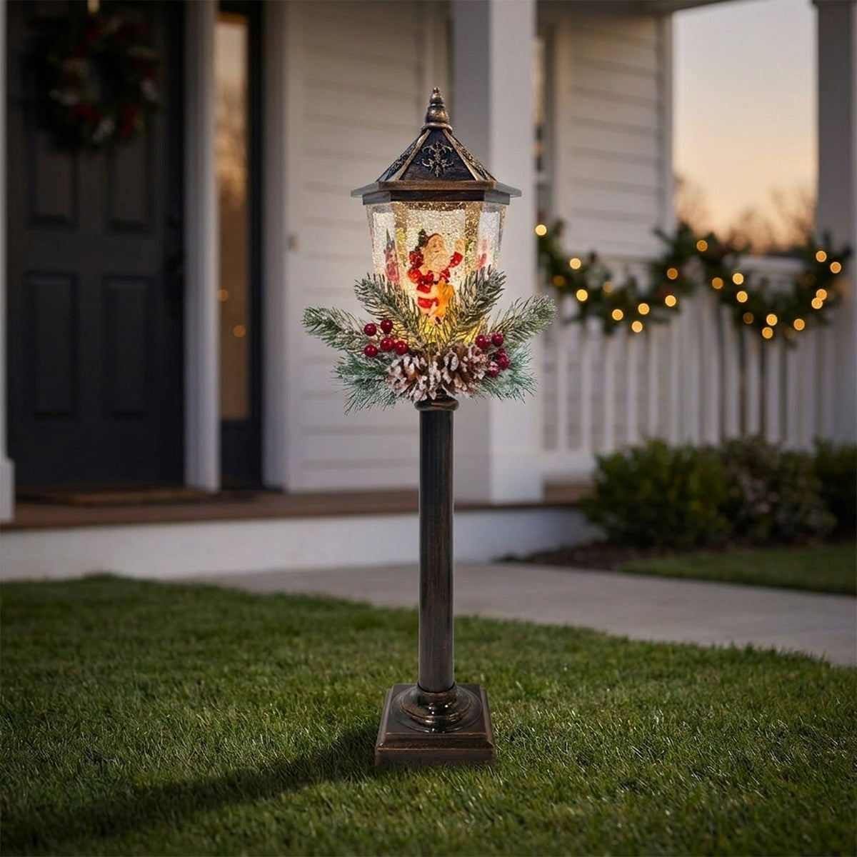 Classic Santa Lantern Lamp Post Spinner