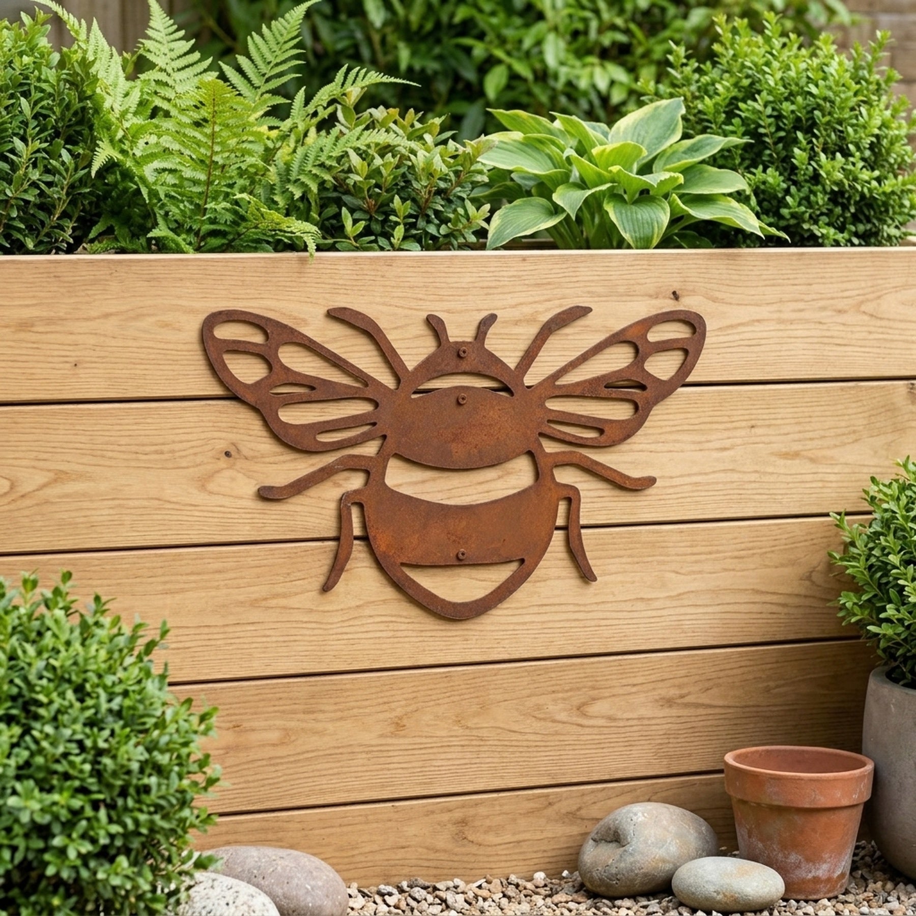 Rustic Metal Bumble Bee Garden Wall Art