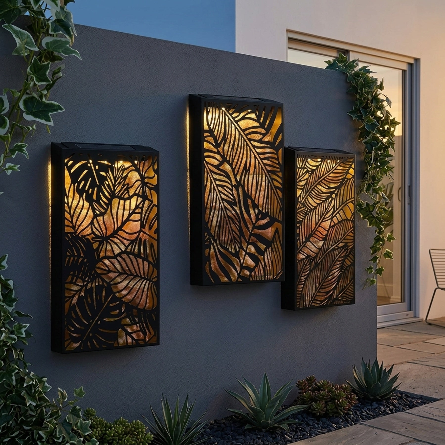 Solar Metal Leaves Design LED Wall Panel Light