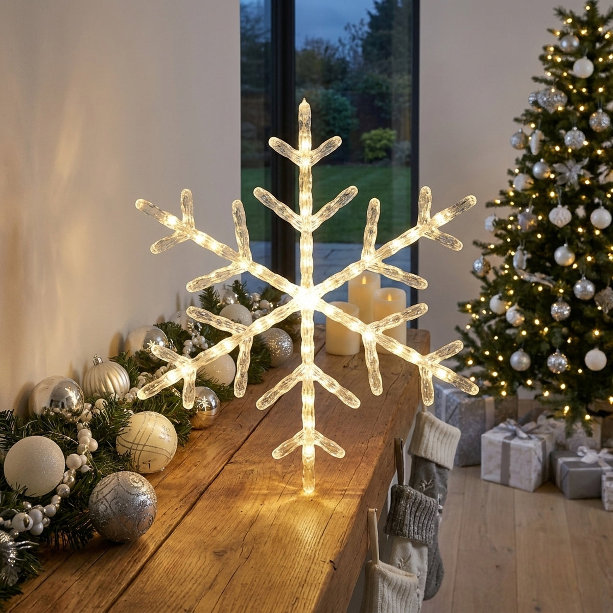 Battery Operated Warm Snowflake LED Window Light