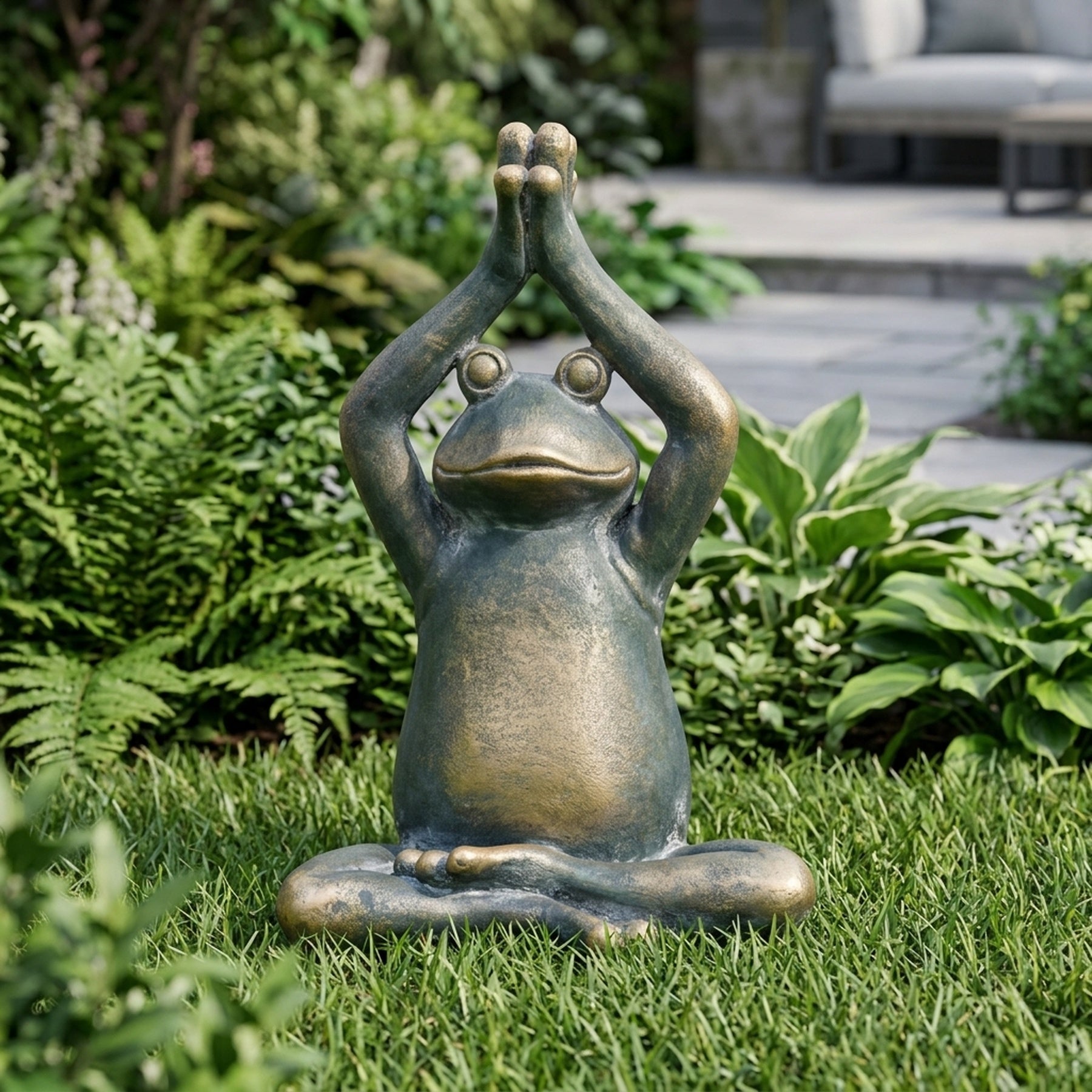 Peaceful Yoga Frog Garden Ornament