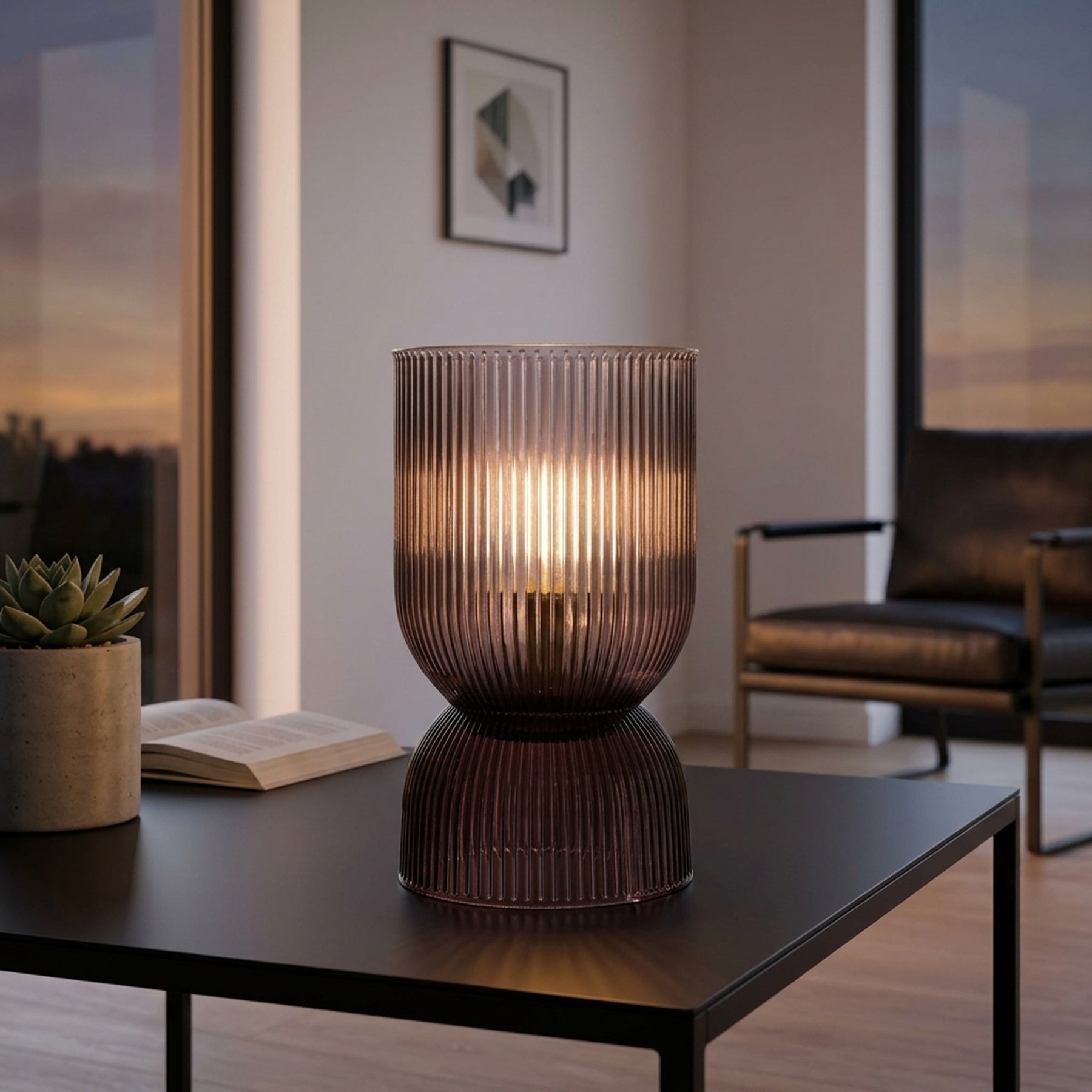 Relica Curved Taupe Glass Lamp