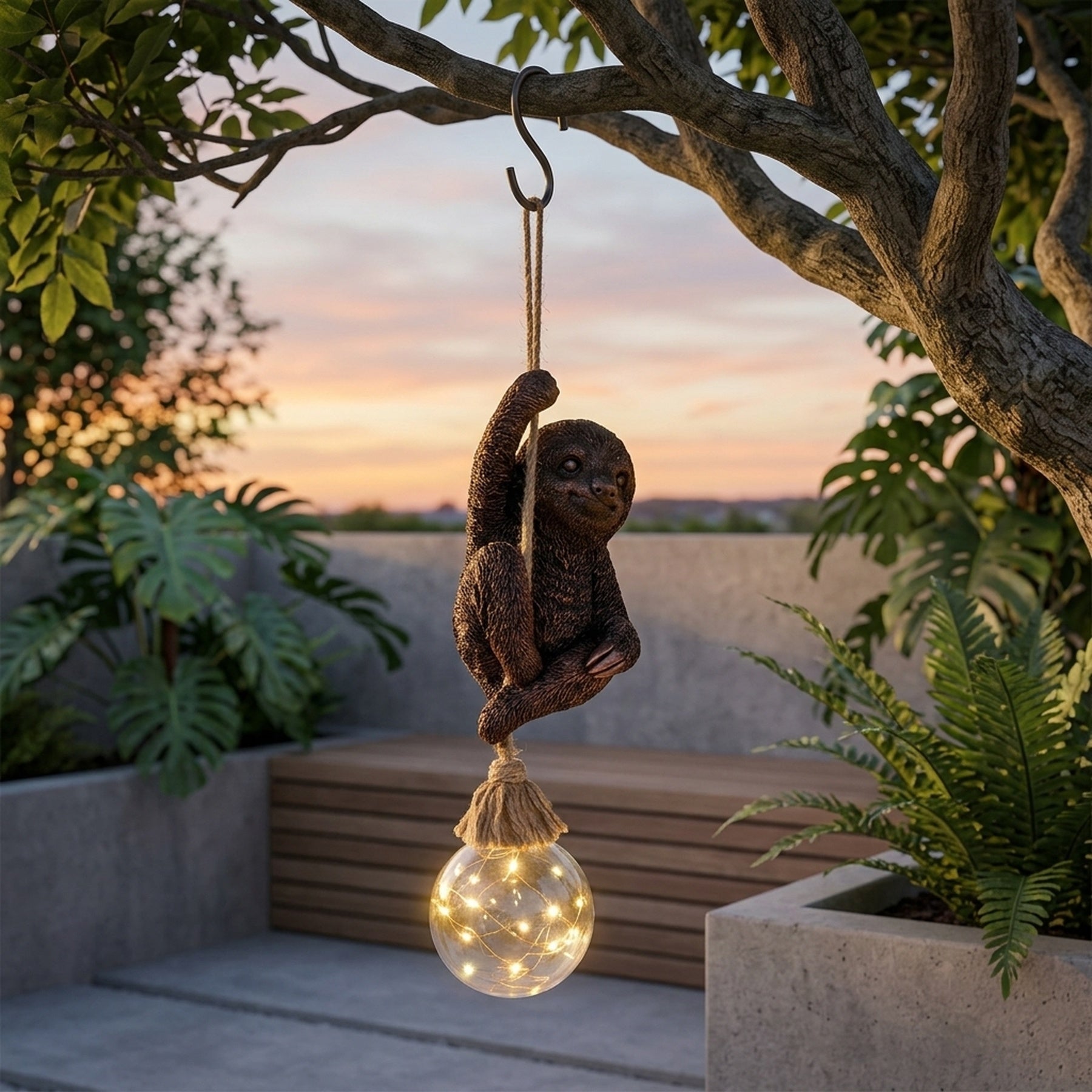 Swingin' Sloth Hanging Garden Solar Light