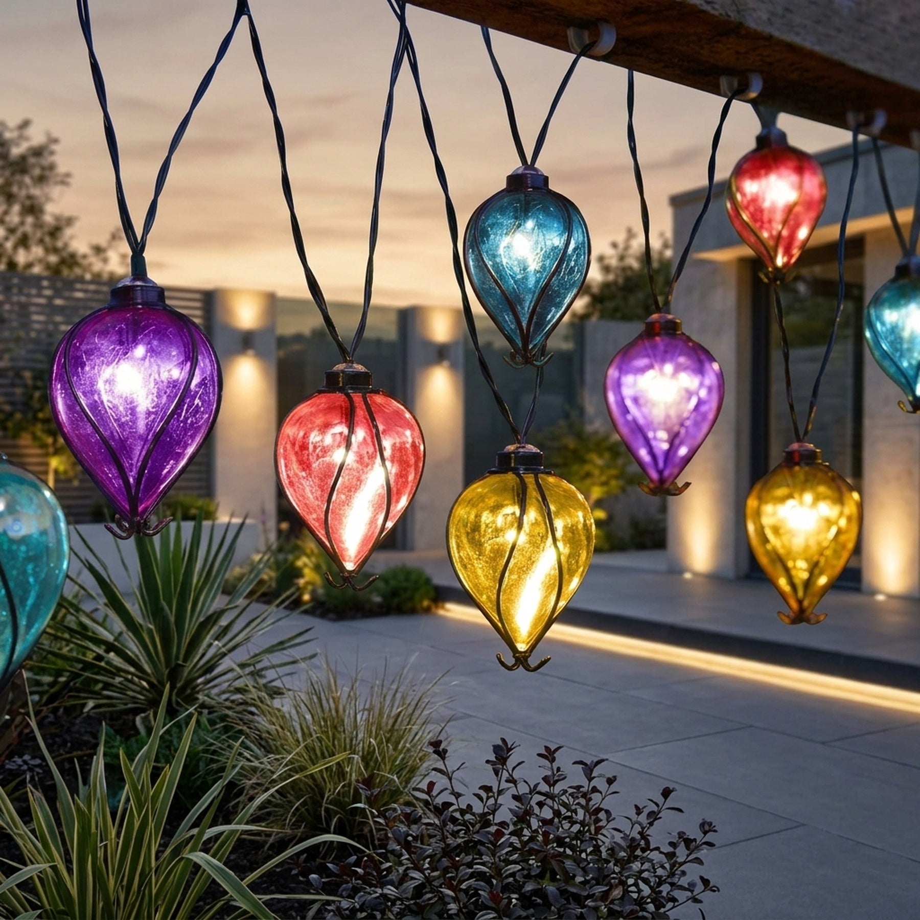 Rainbow Balloon Solar String Lights