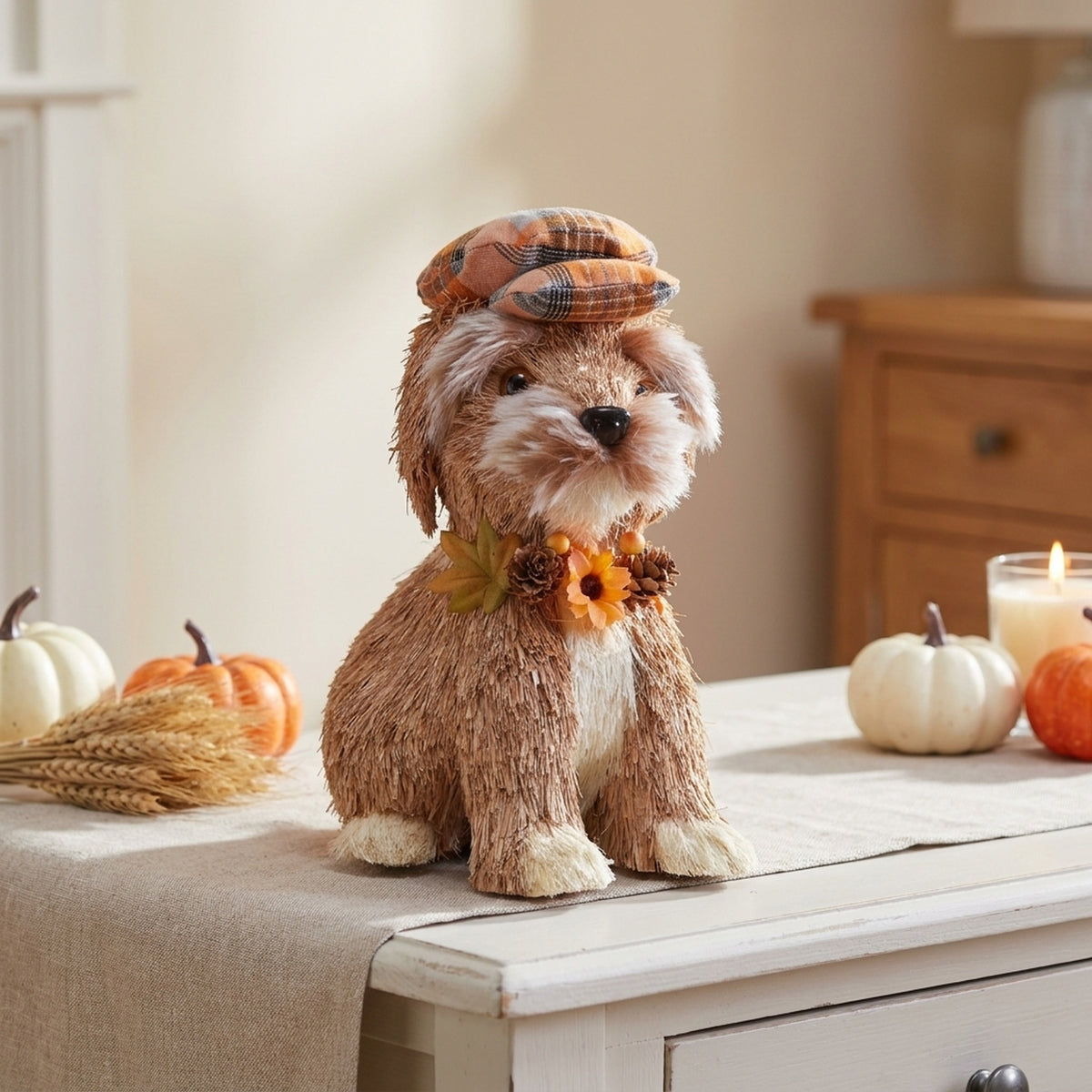 Handcrafted Rustic Plaid Puppy Ornament