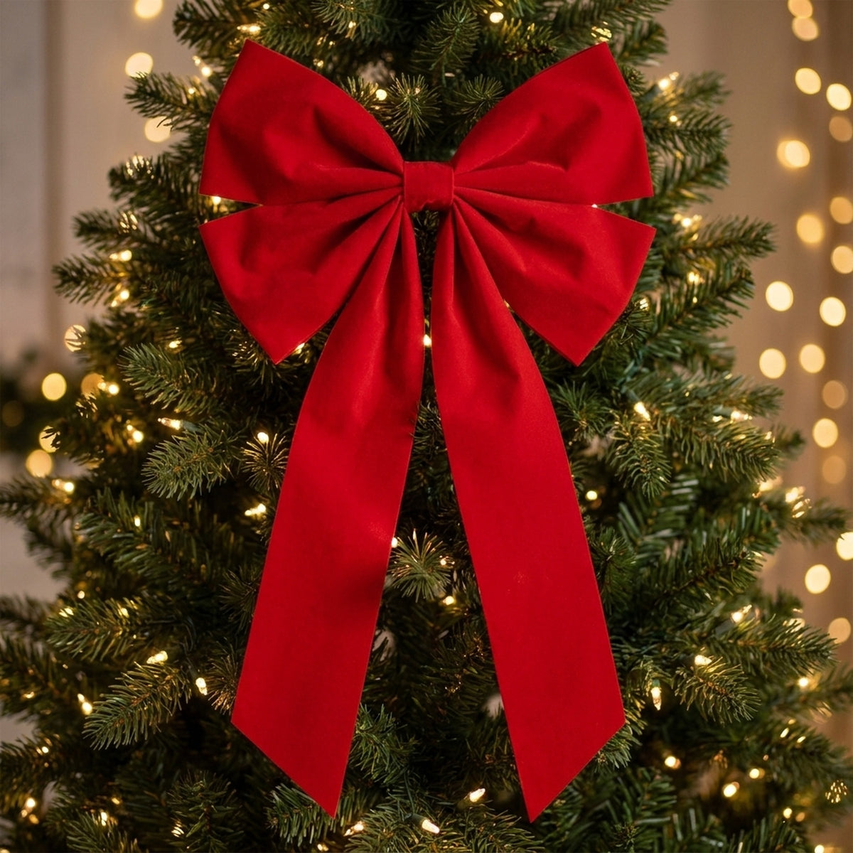 Oversized Velvet Christmas Tree Bow Decoration