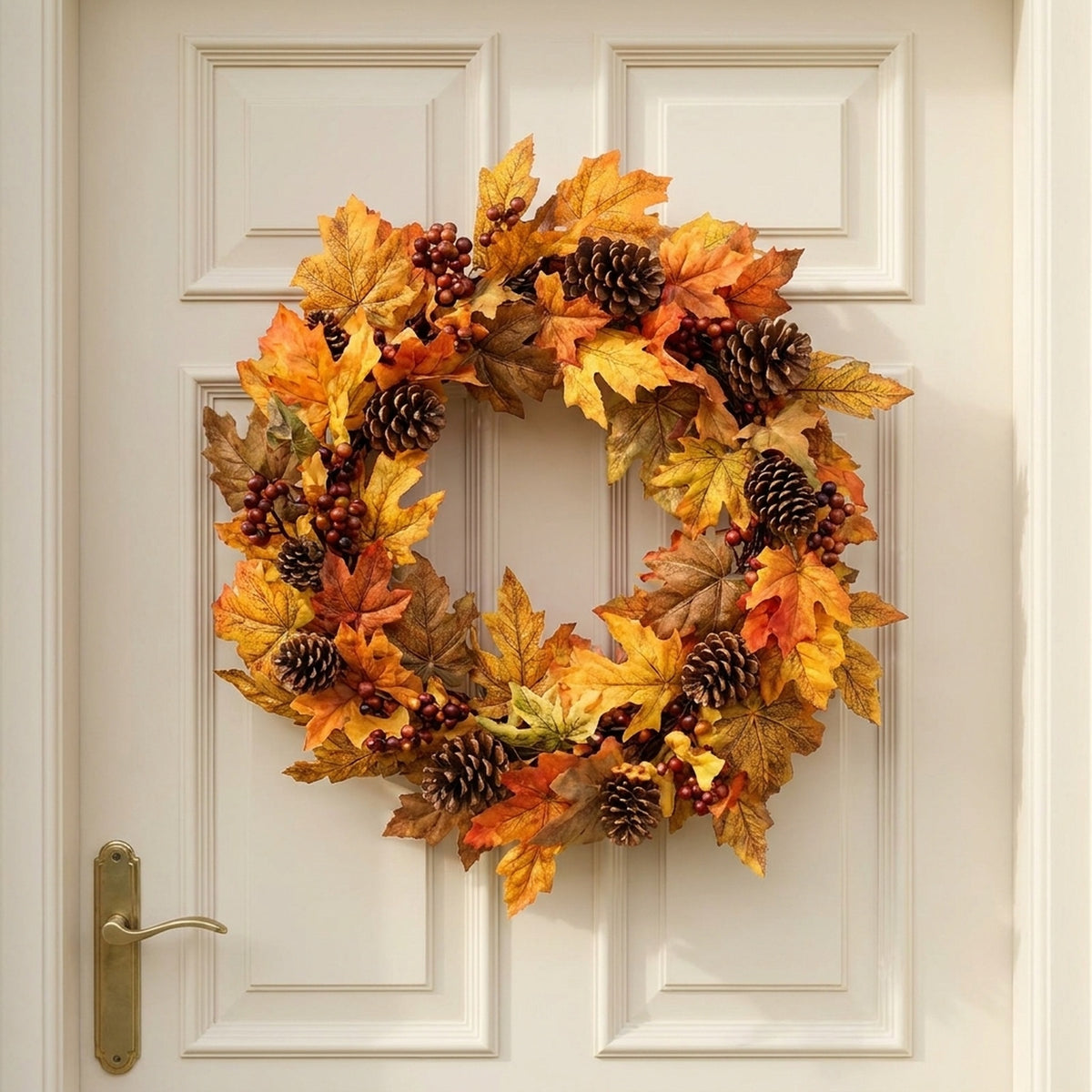 Decorative Autumn Cone and Berry Wreath