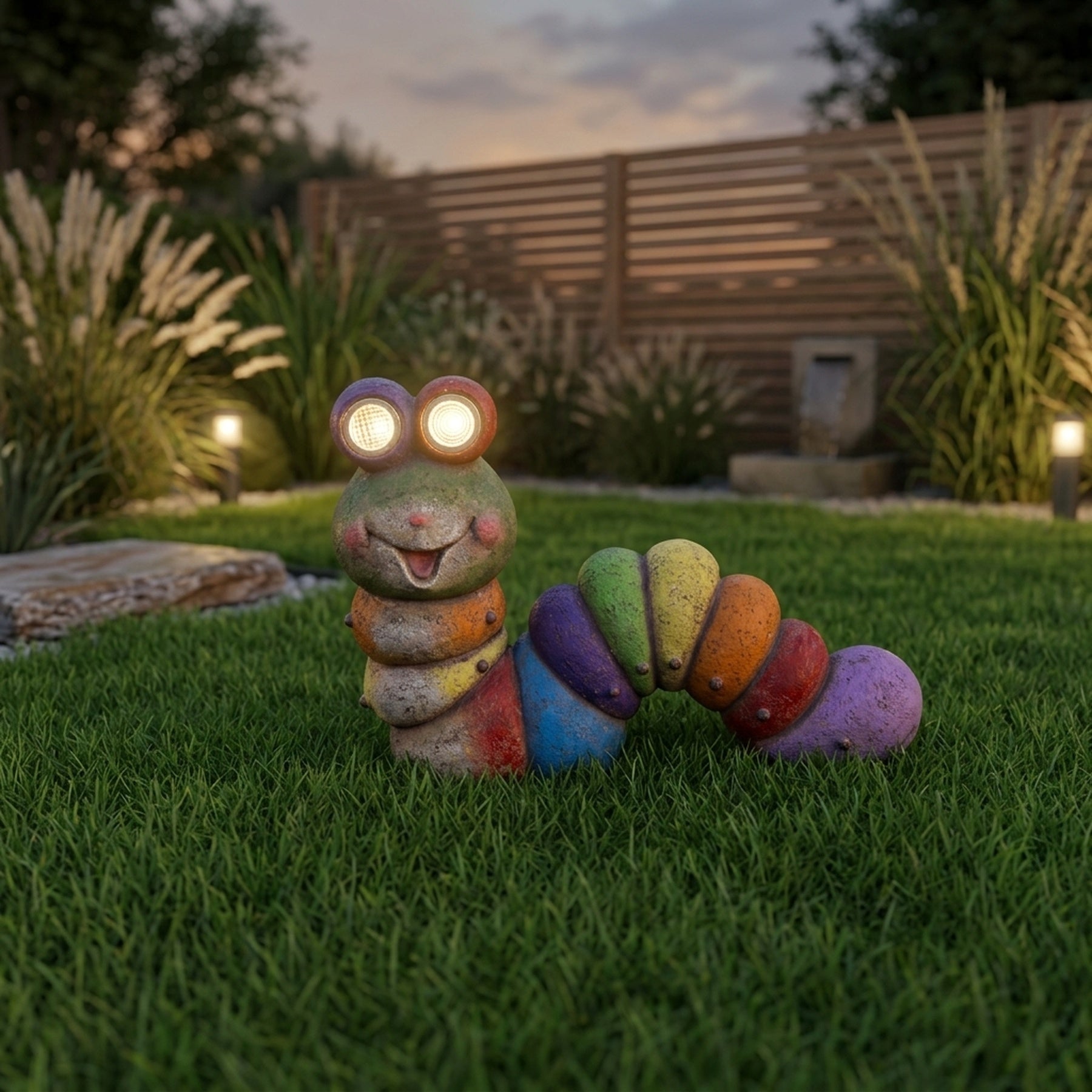 Rolling Eyes Solar Garden Caterpillar Light