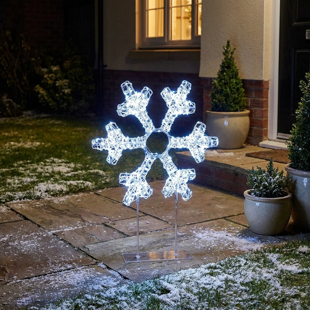 Silver Twinkling LED Table Top Snowflake