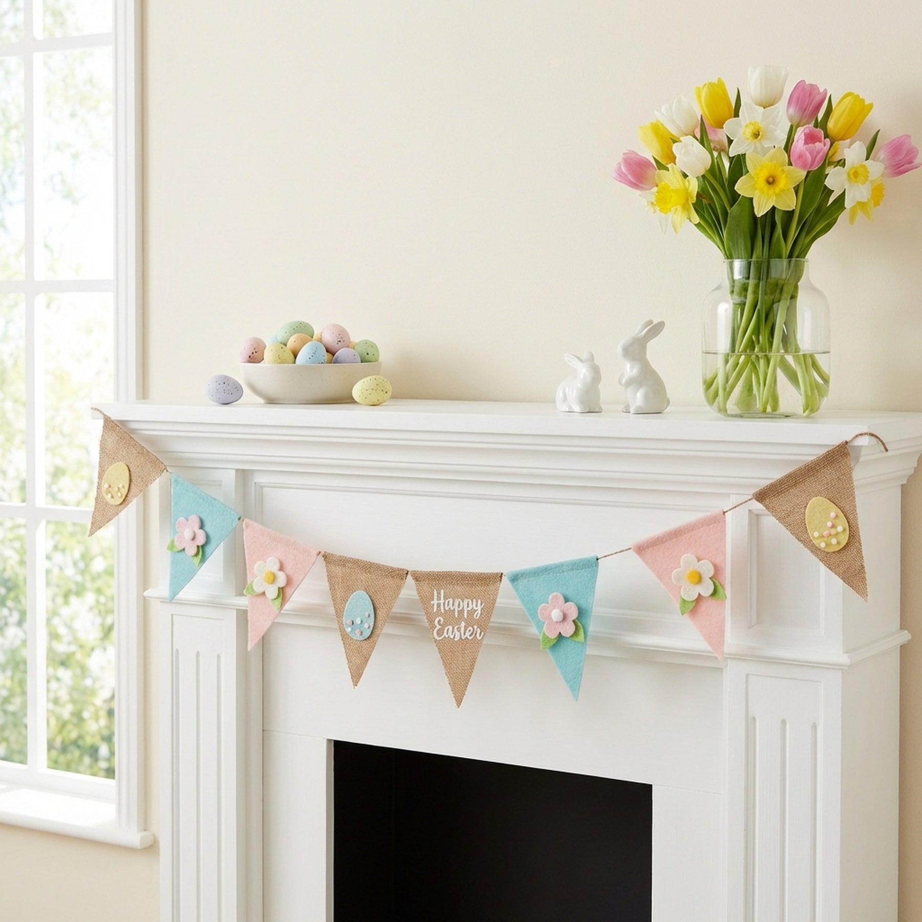 Charming Floral Easter Bunting Decoration