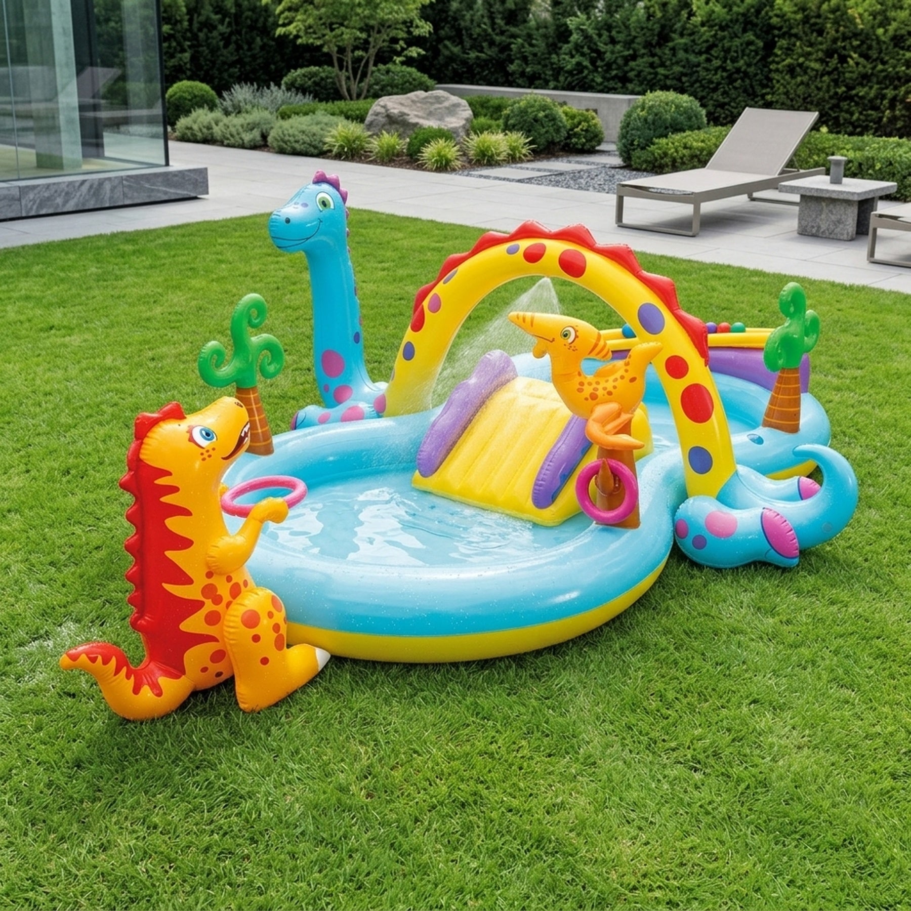 Summer Fun Dinoland  Inflatable Kids Pool with Slide