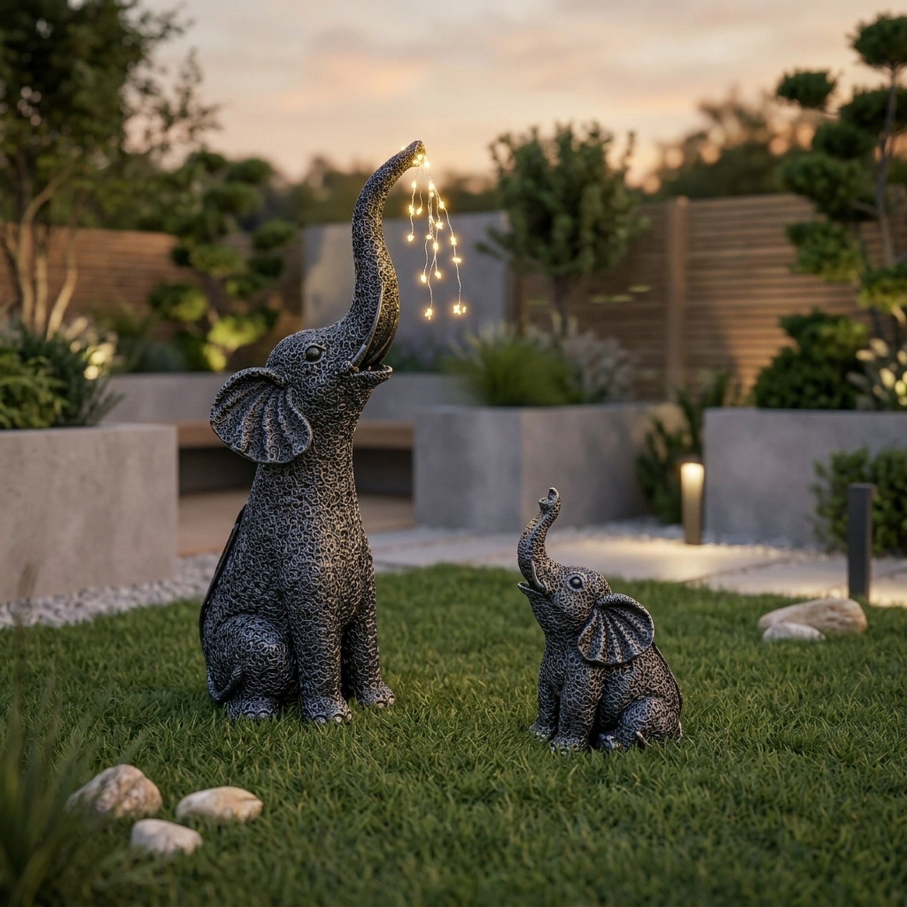 Lunaria Duo Solar Elephant Garden Lights