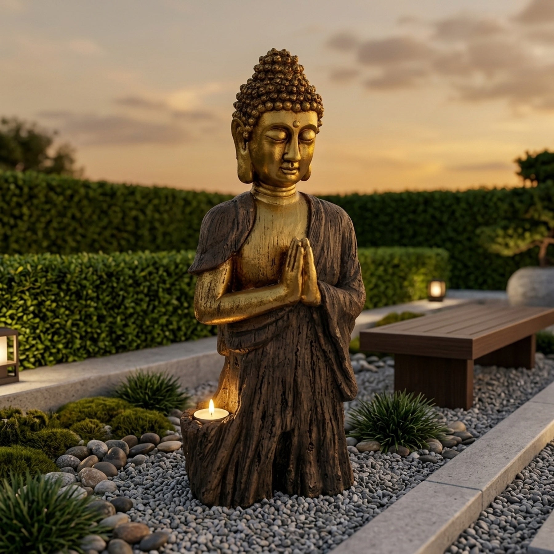 Lumina Zen Meditating Buddha with Solar Light