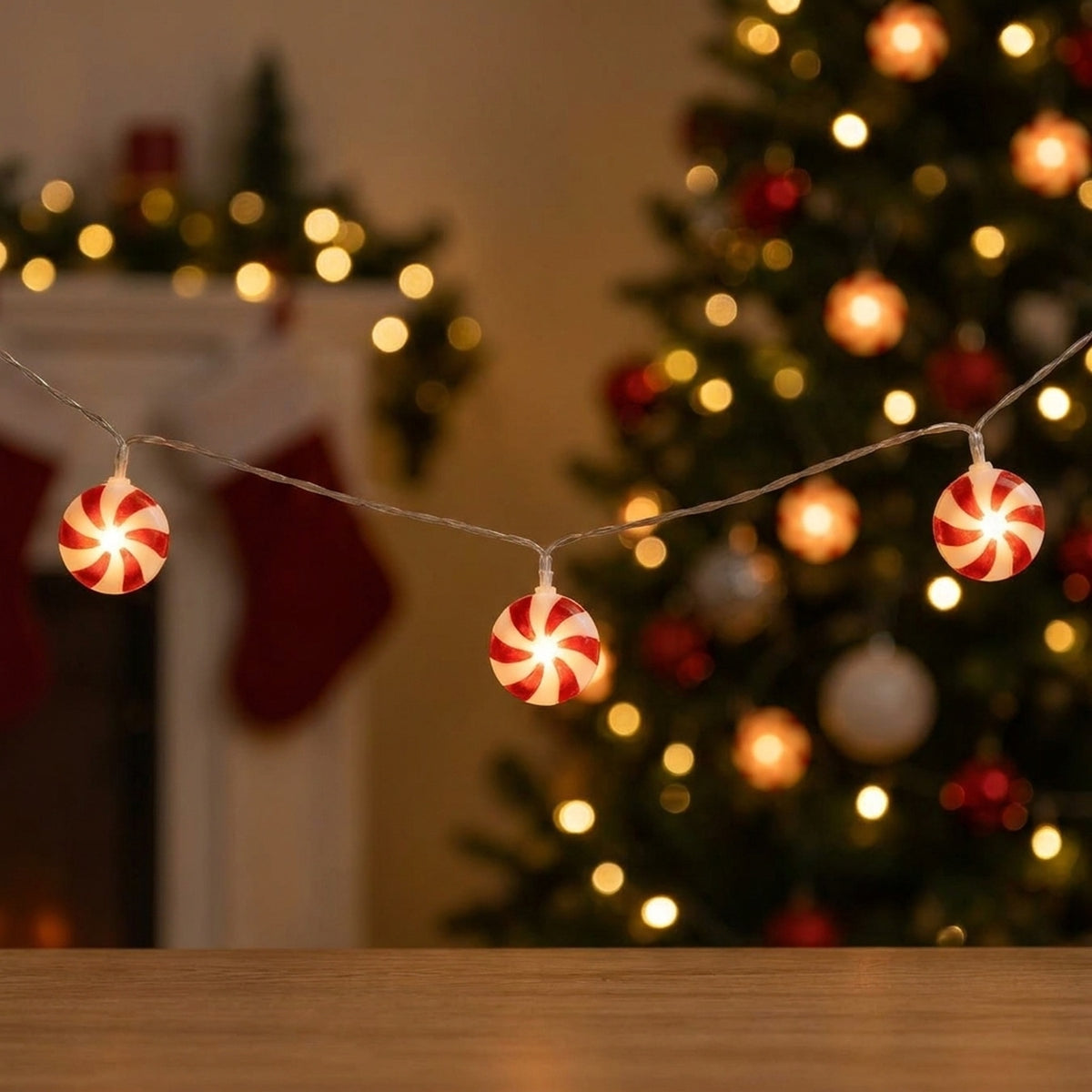 Battery Operated Candy Cane LED String Lights