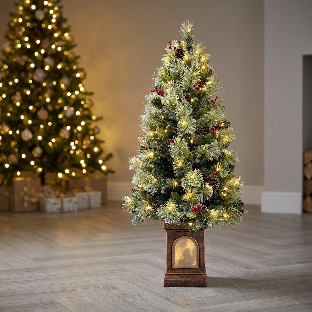 4ft Heritage Fir Pre-Lit Berry Tree with Pinecones