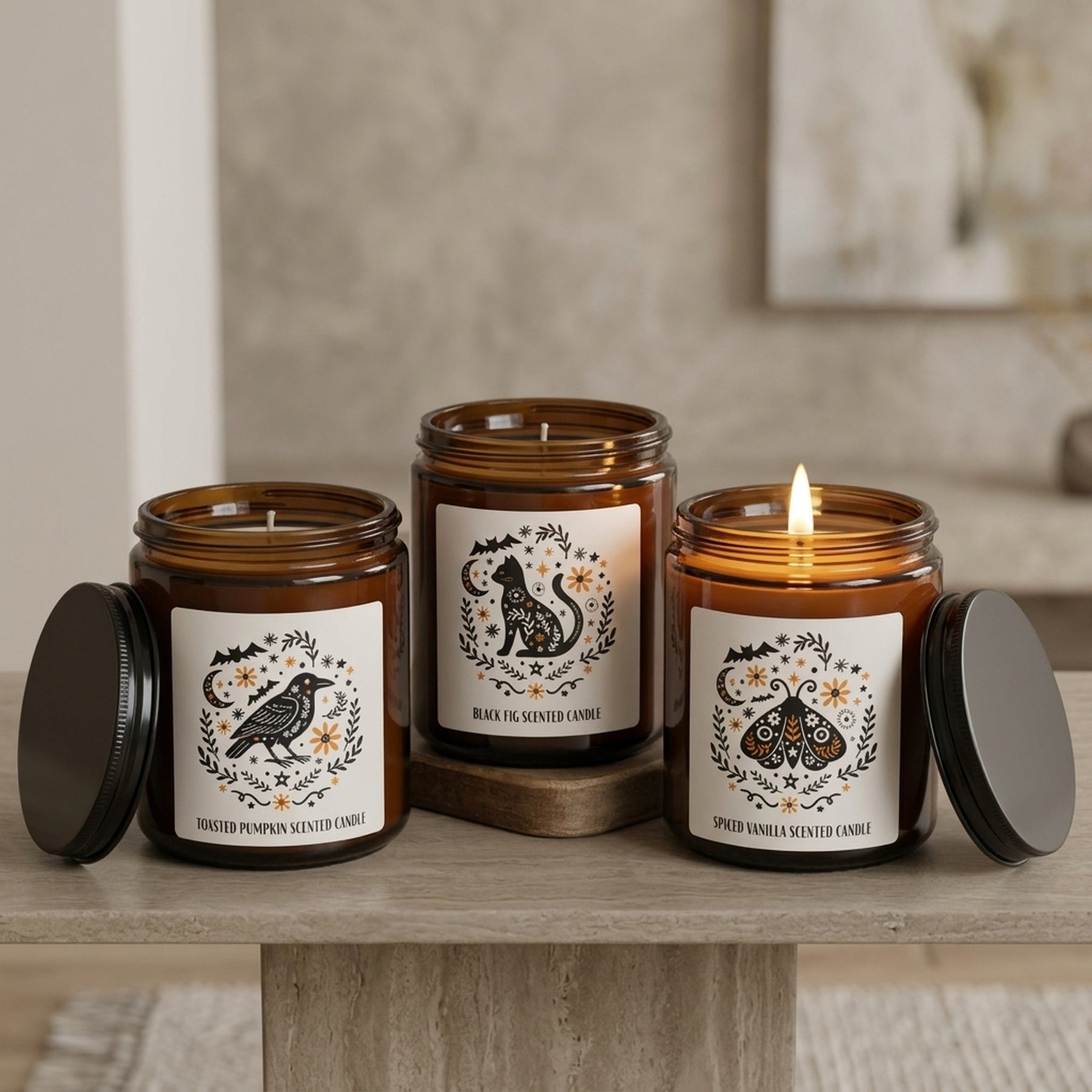 Set of Three Themed Scented Candles