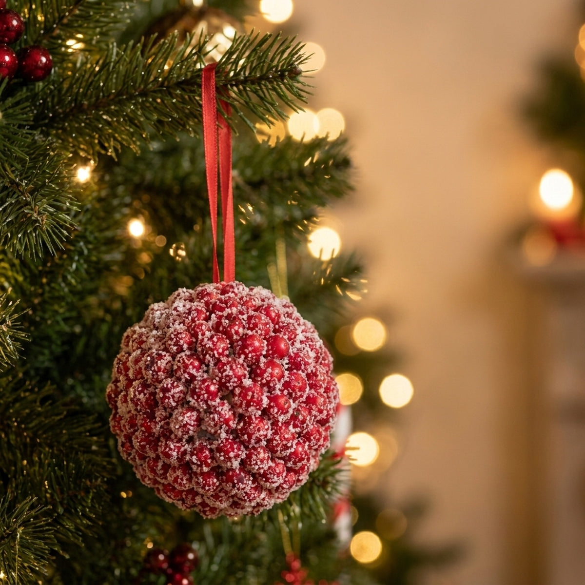 Delicate Frosted Berry Christmas Bauble 6 Pack