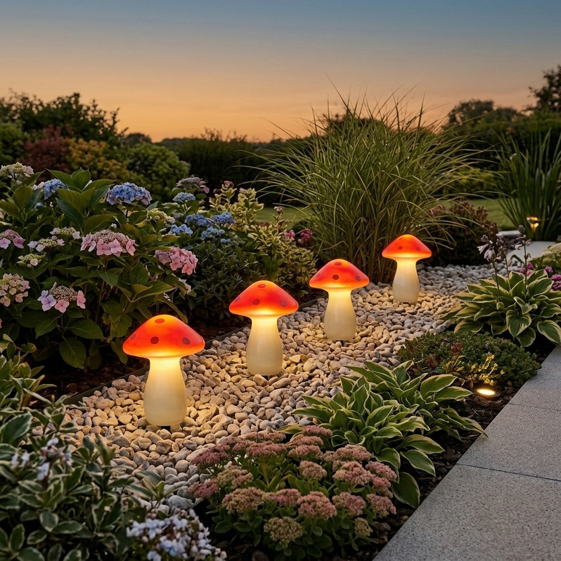 Red Mushroom Solar Garden String Lights - V2