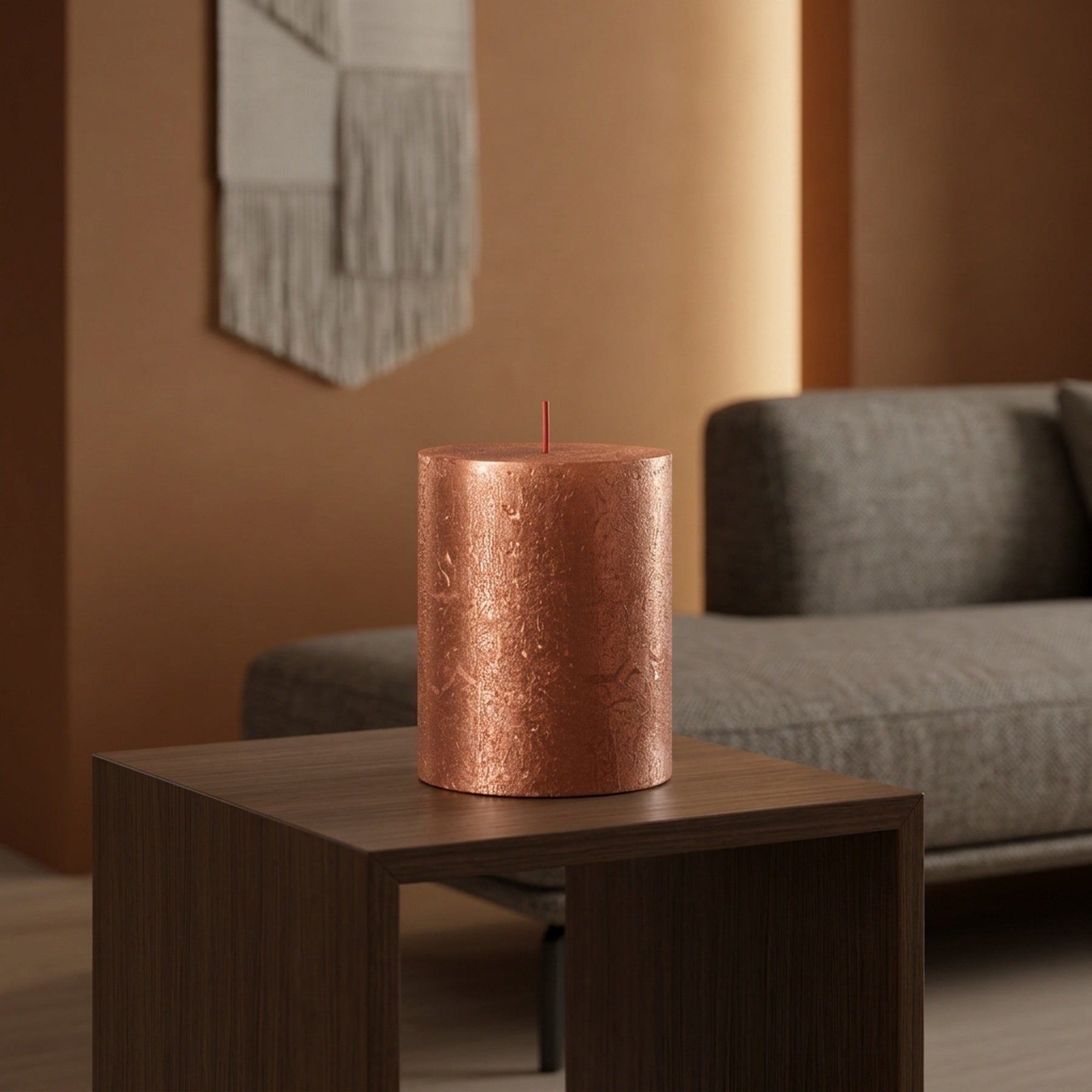 Amber Metallic Shimmer Pillar Candle