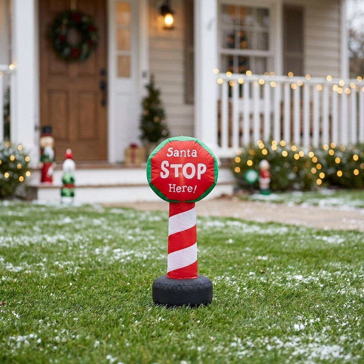 Santa Stop Here Inflatable Signpost Decoration