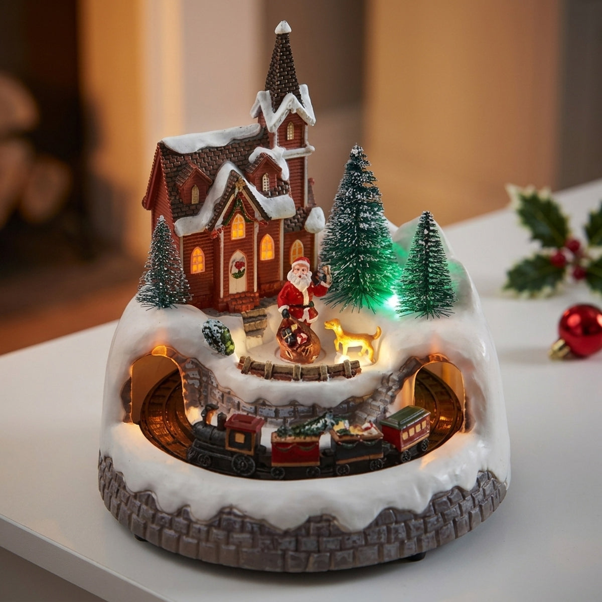 Animated Christmas Village LED Scene Ornament