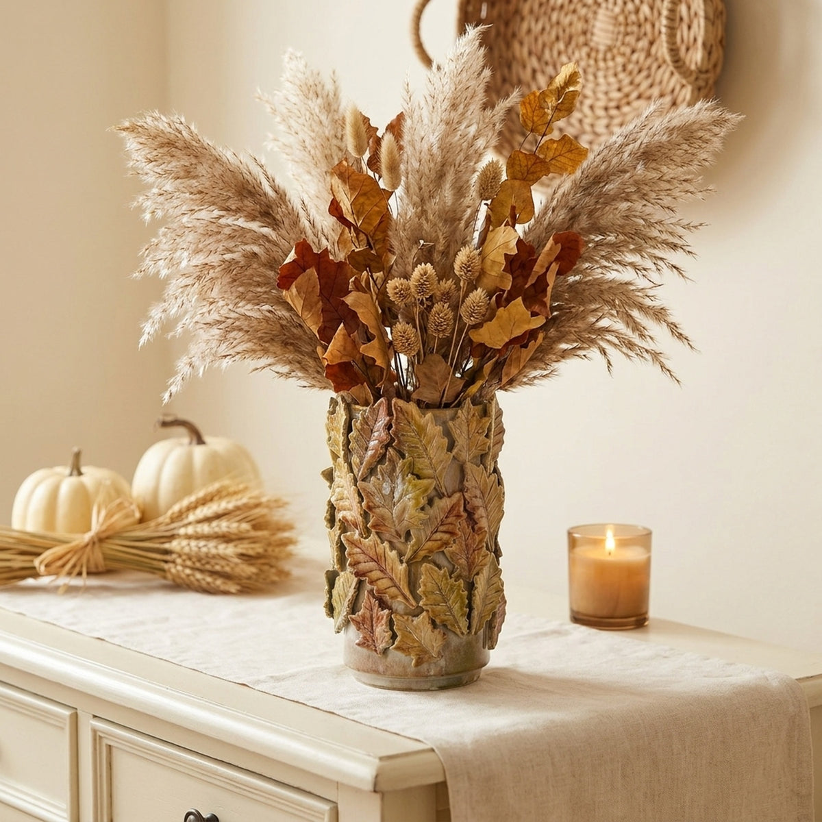 Seasonal Autumn Leaves Decorative Vase