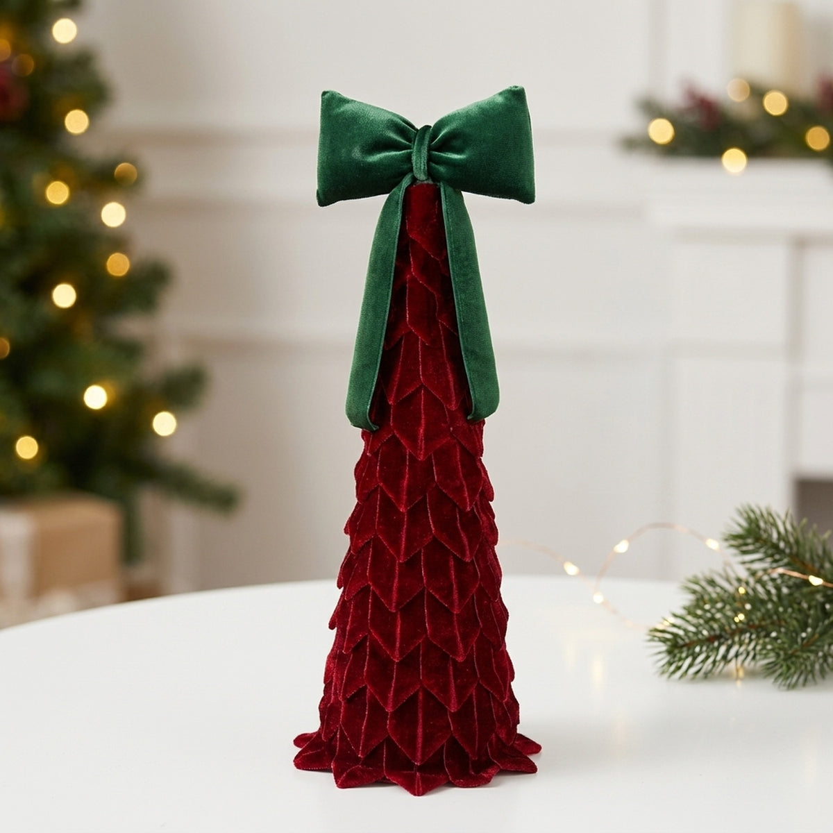 Flocked Bow Christmas Tree Ornament