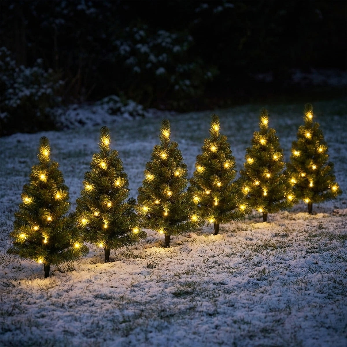 6 Piece Pre-Lit Outdoor Pathway Trees