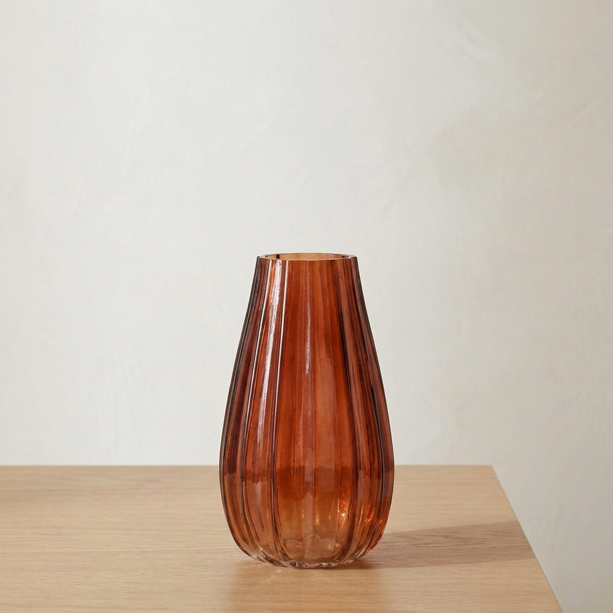 Sculpted Ribbed Glass Display Vase